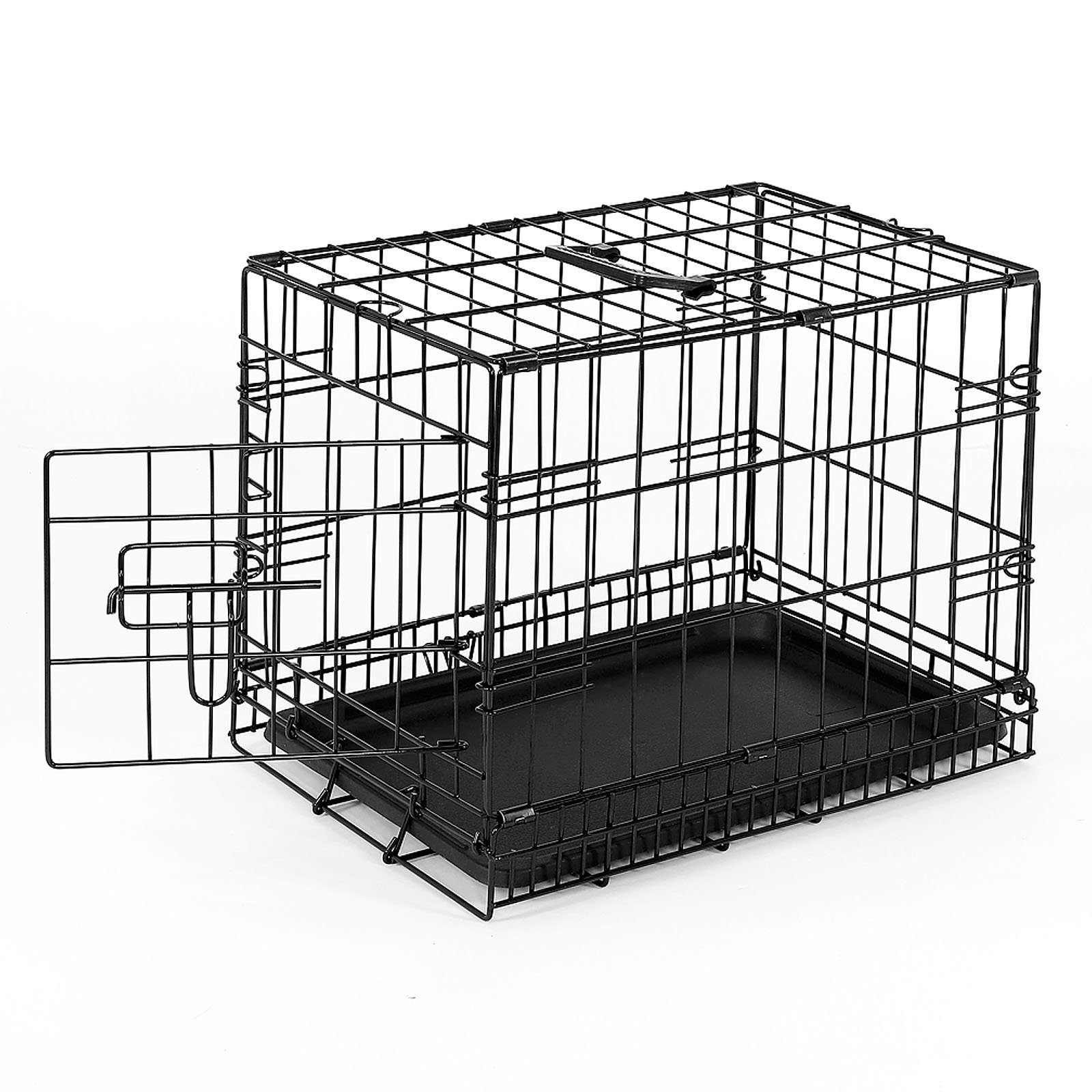 lionto Tiertransportbox Hundetransportkäfig mit Bodenwanne, faltbar, 46 cm x 30 cm x 36 cm