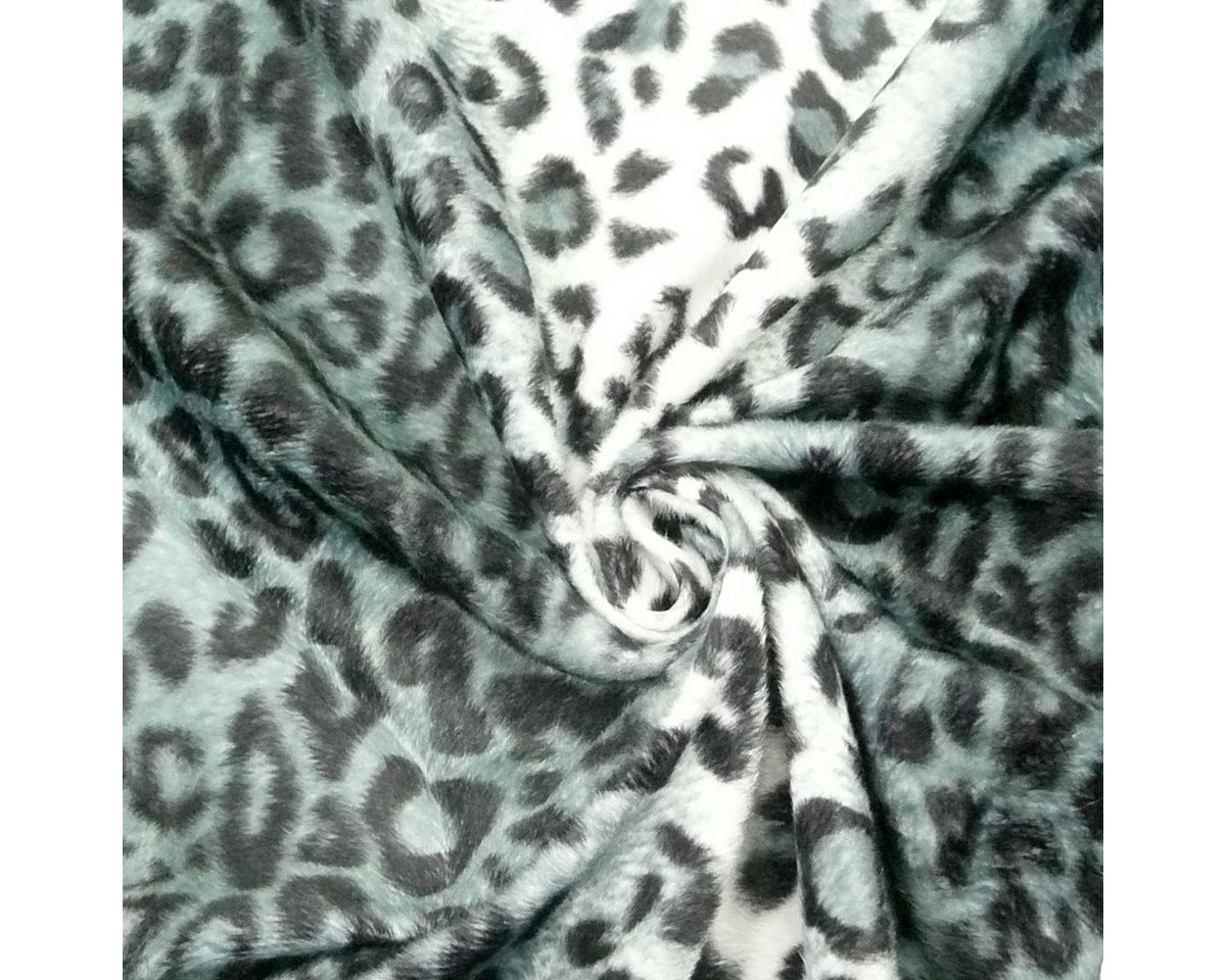 Thumbnail - SCHÖNER LEBEN. Stoff Plüsch Velour Fellstoff Fellimitat Leopard grau weiß