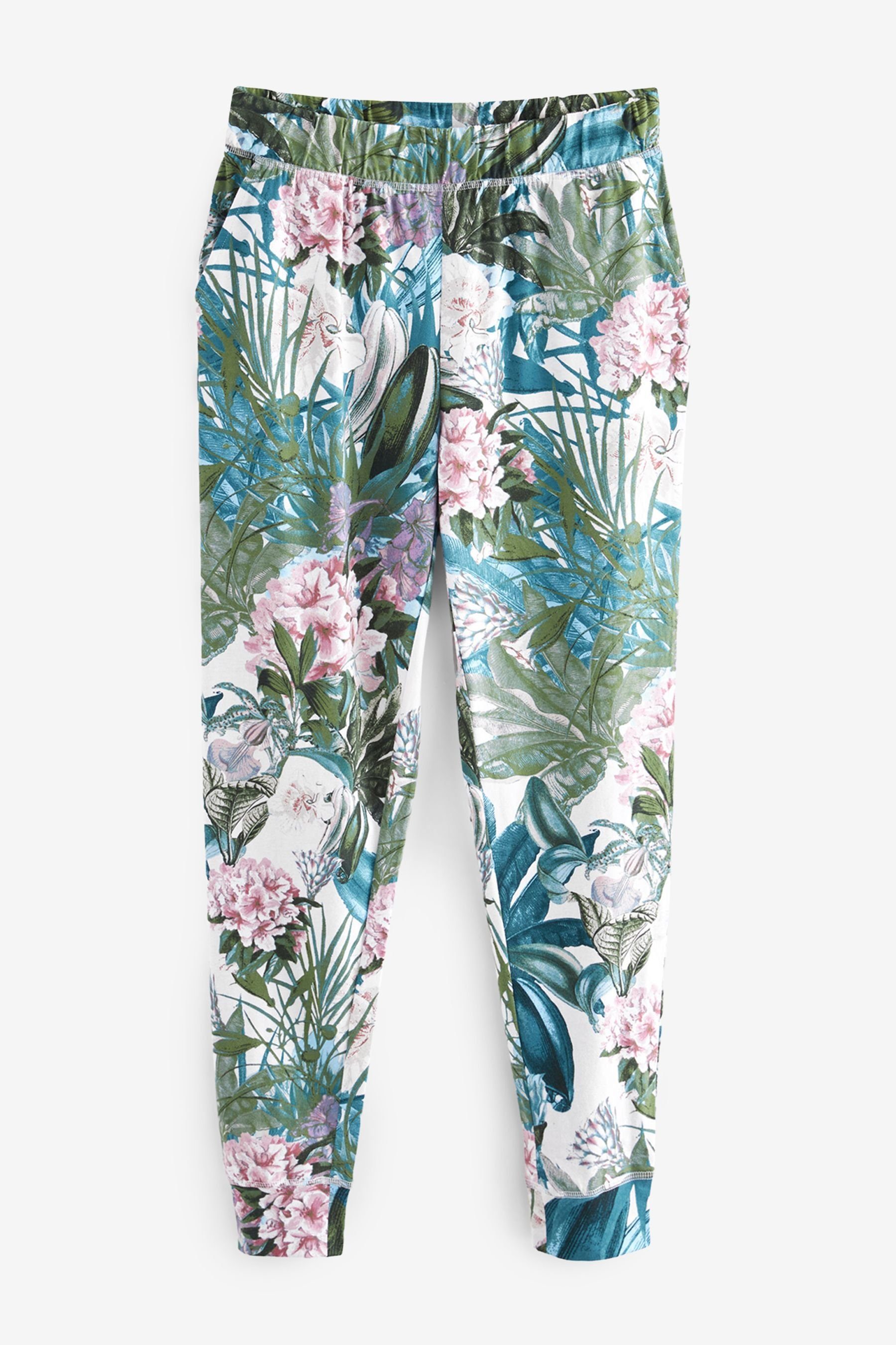 (2 Langärmeliger tlg) Floral aus Pyjama Next Baumwolle Pyjama Ecru