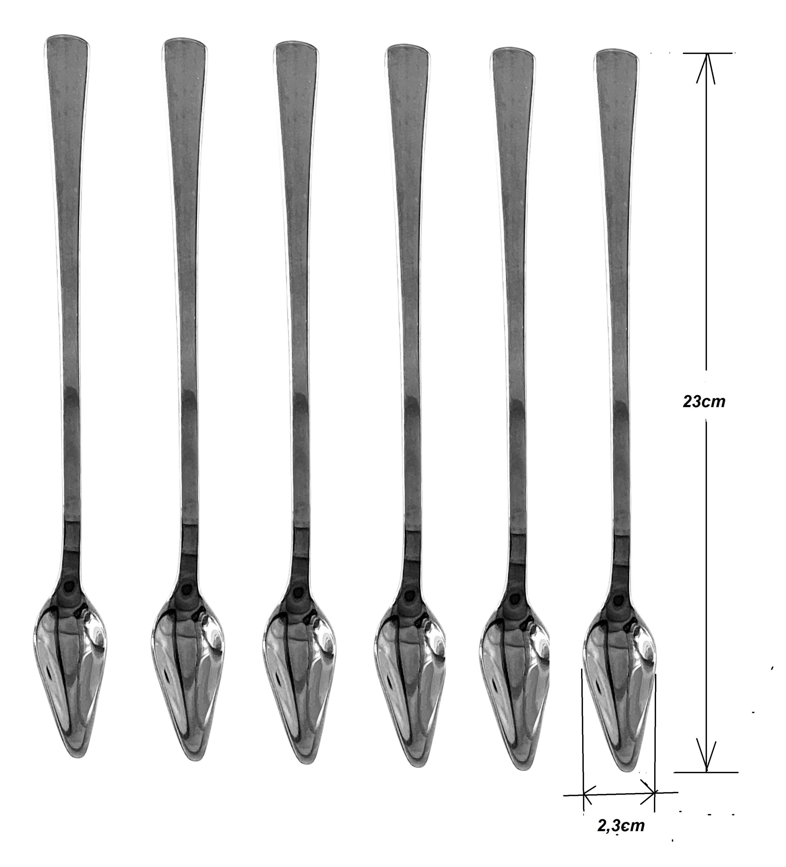 Rungassi Longdrinklöffel 6x Lange Spitzlöffel Cocktaillöffel Longdrinklöffel Latte Macchiato