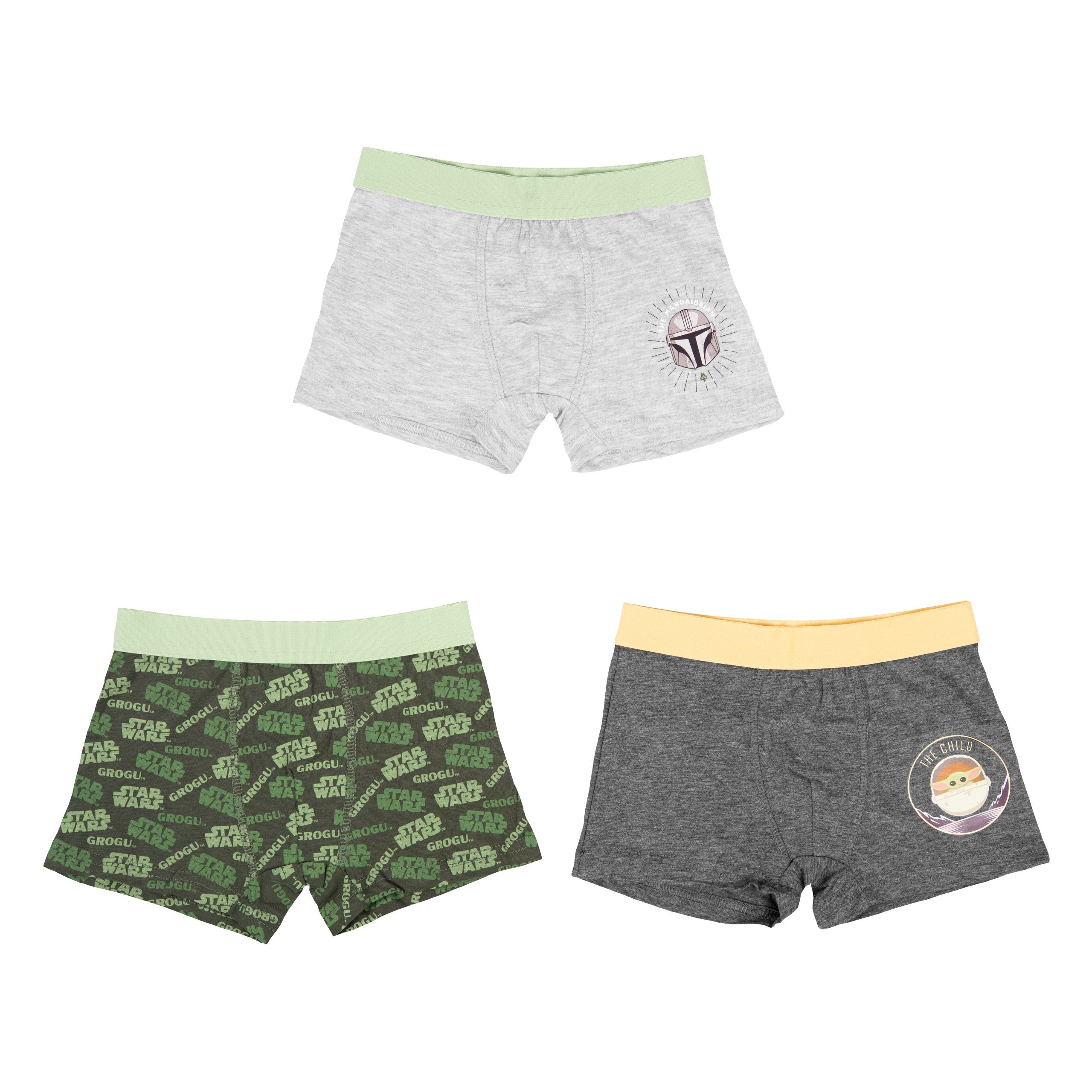 United Labels® Boxershorts Star Wars - The Mandalorian Boxershorts Grau/Grün (3er Pack)