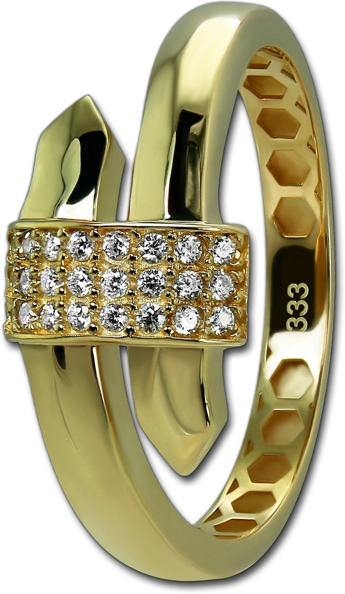 GoldDream Goldring GoldDream Gold Ring Glamour Gr.60 (Fingerring), Damen Ring Echtgold, 333er Gelbgold gold, weiß Glamour