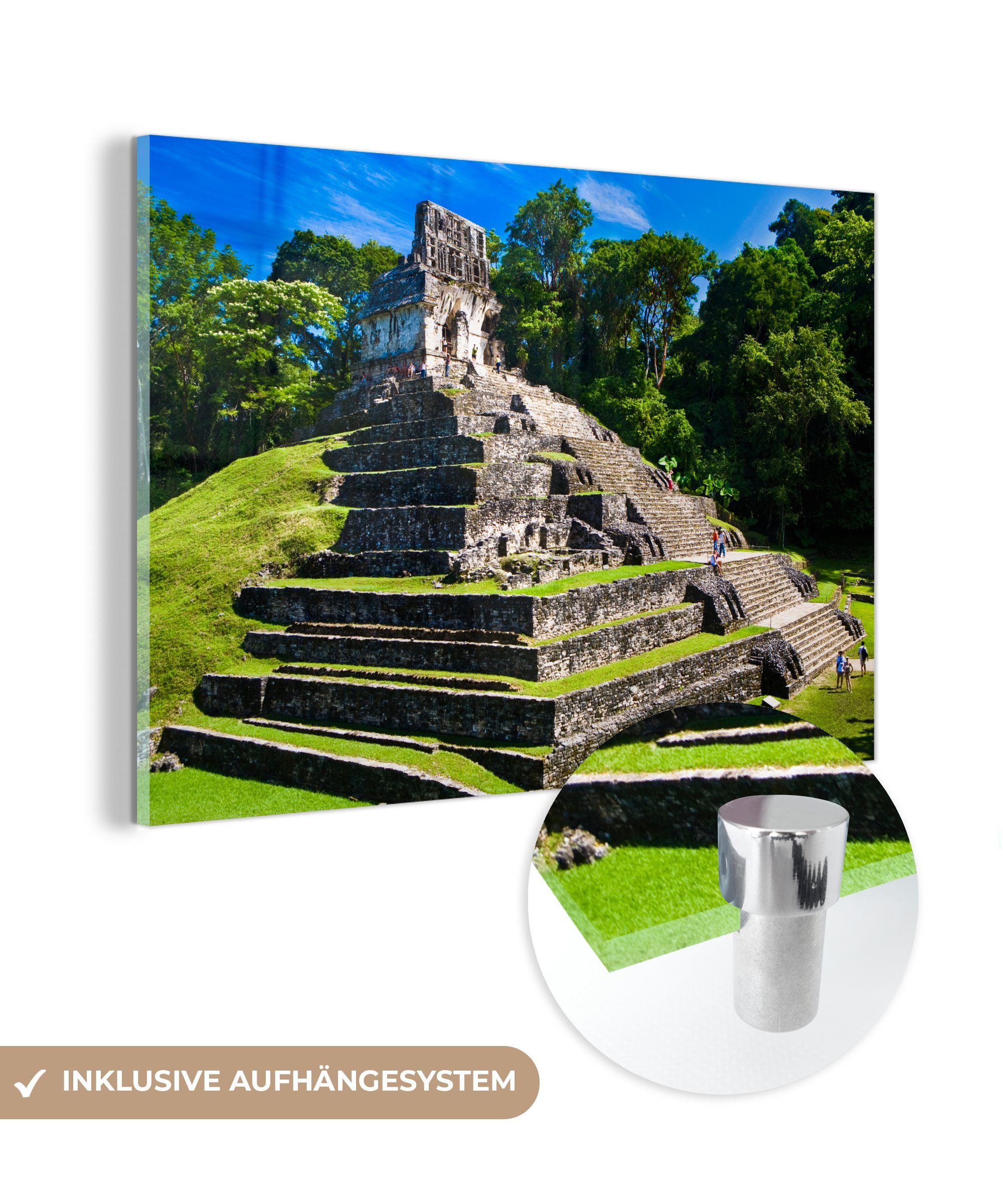 MuchoWow Acrylglasbild Die antiken Ruinen des Tempels De La Cruz in Palenque, Mexiko, (1 St), Acrylglasbilder Wohnzimmer & Schlafzimmer