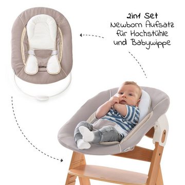Hauck Hochstuhl Move Natur Newborn Set (5 St), Babystuhl ab Geburt inkl. Aufsatz für Neugeborene, Tisch, Sitzauflage