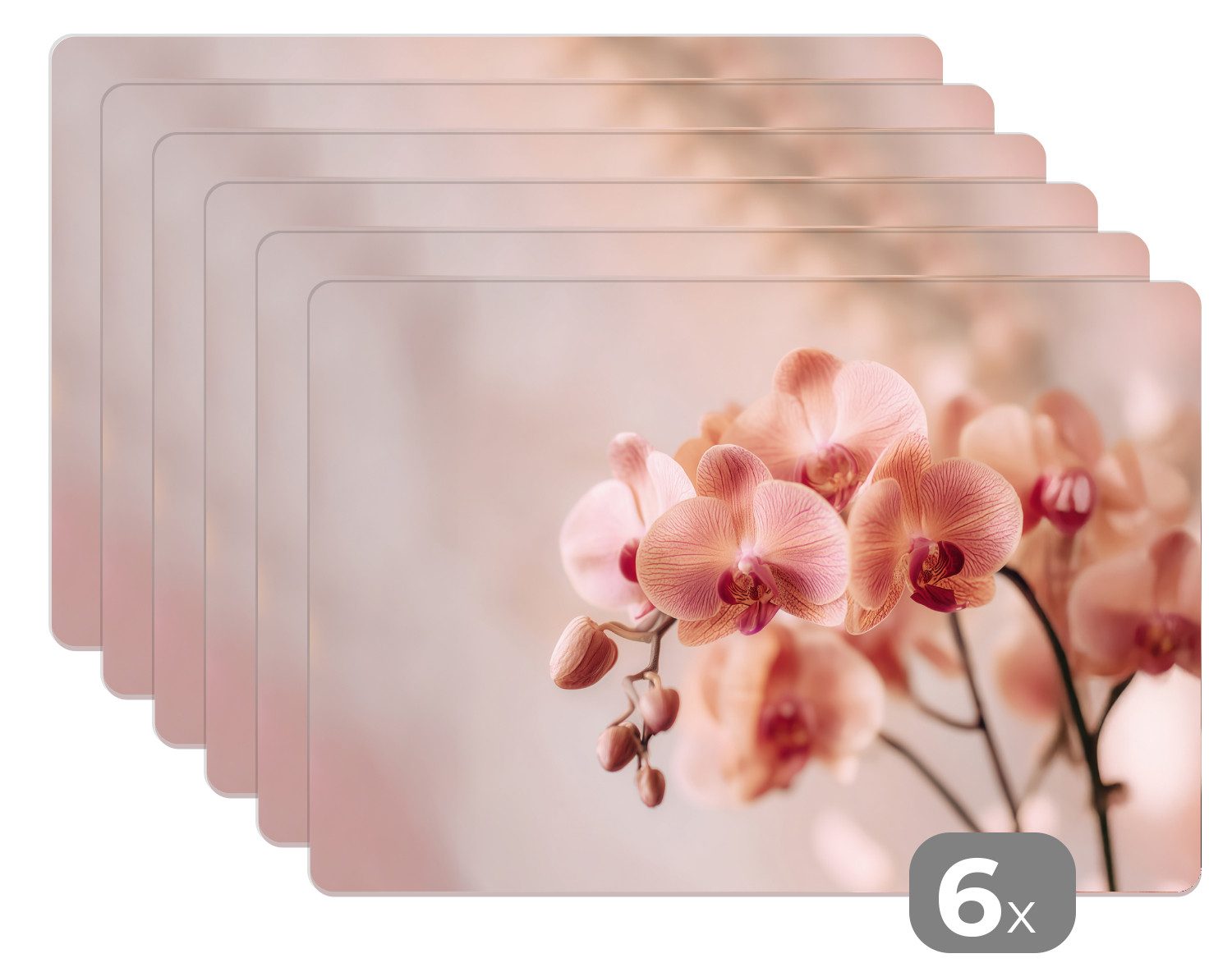 MuchoWow Platzset Orchidee - Blumen - Rosa - Blütenblätter, (6-St), Platzsets, Tischset, Abwaschbar, Tischsets, Platzdeckchen