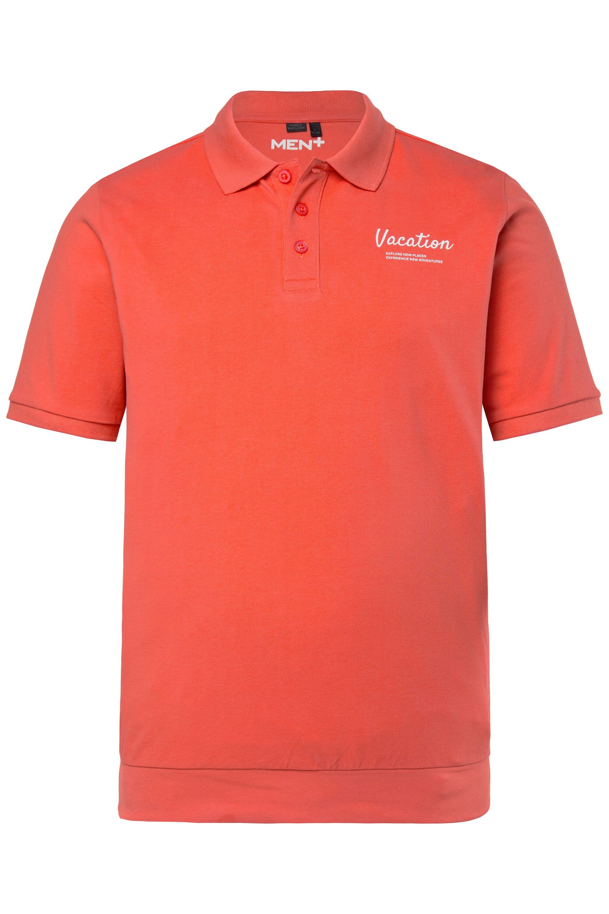 Men Plus Poloshirt Poloshirt Bauchfit Piqué Brustprint Halbarm