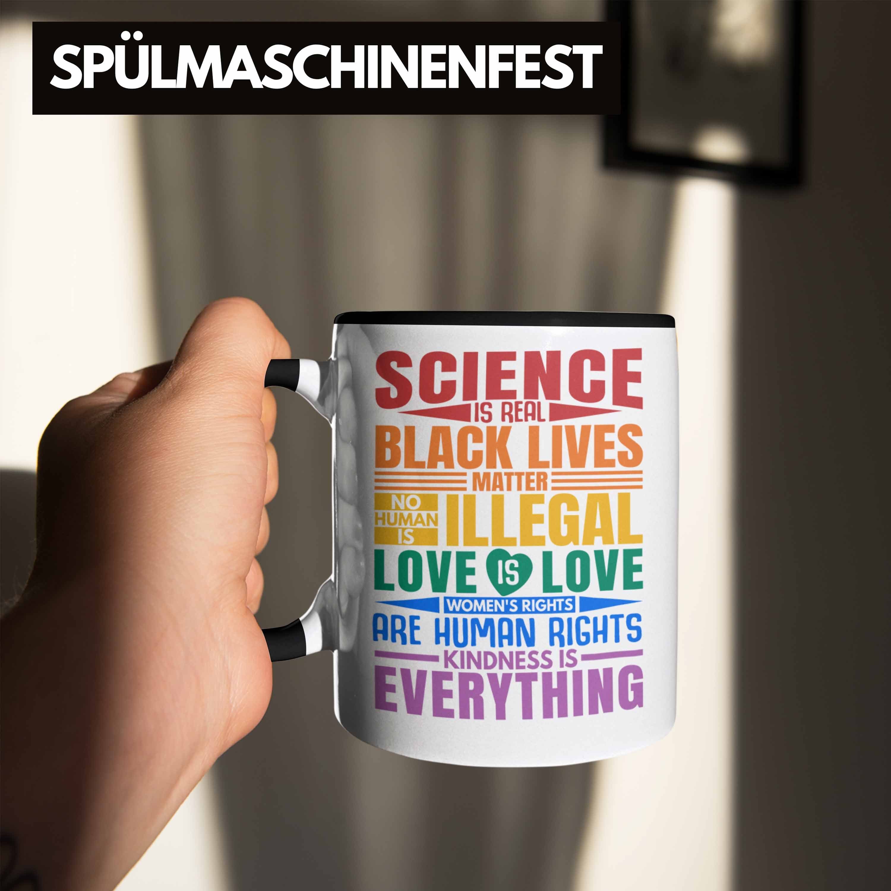 Geschenk - Tasse Regenbogen Black Real Lesben Lives Grafik für Schwule Tasse Lustige Regenbogen Trendation Science LGBT Is Transgender Trendation Schwarz