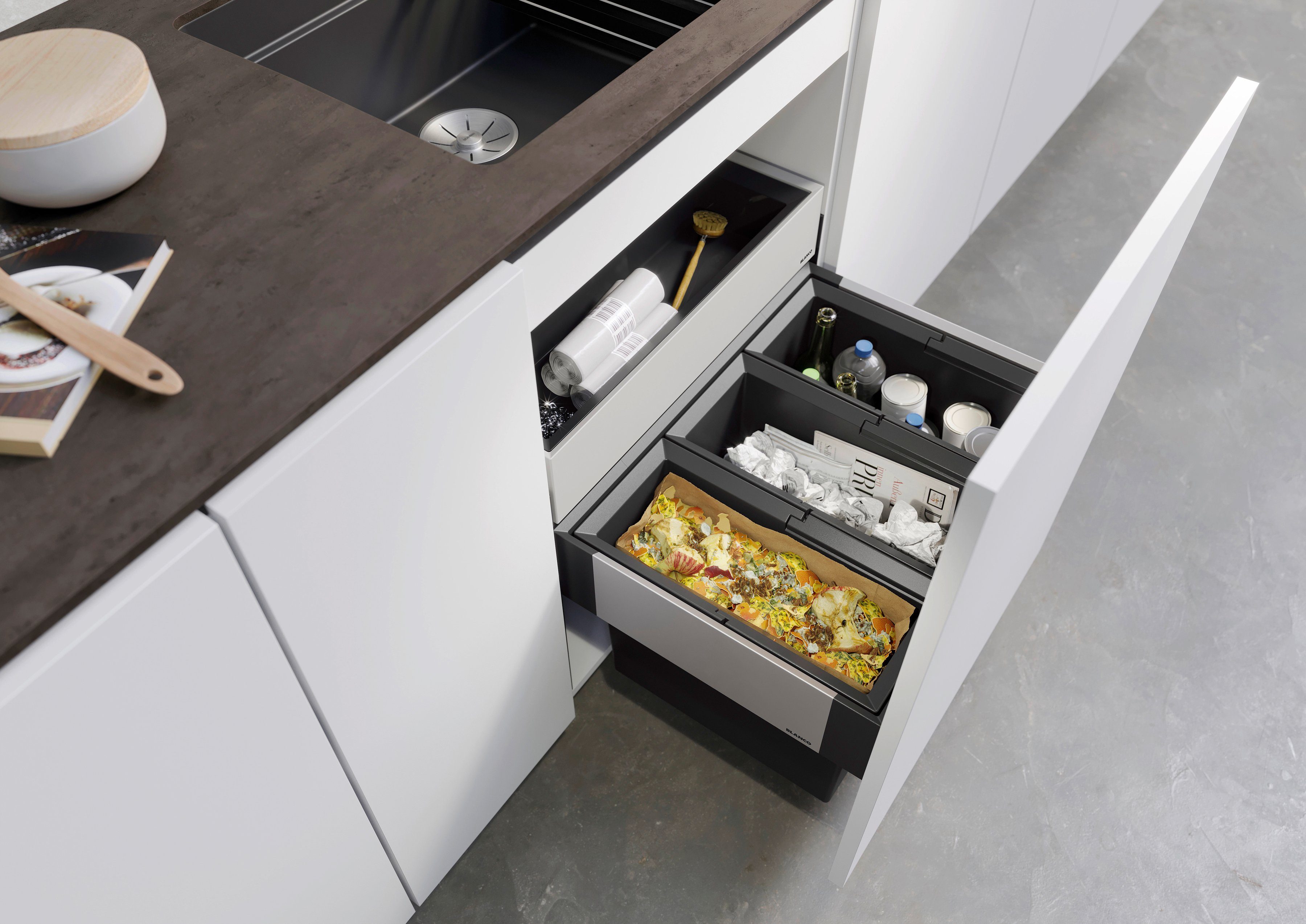 Blanco Mülltrennsystem Select II 60/3 Orga, Kunststoff, Stahlblech, 60 0mm Untermass