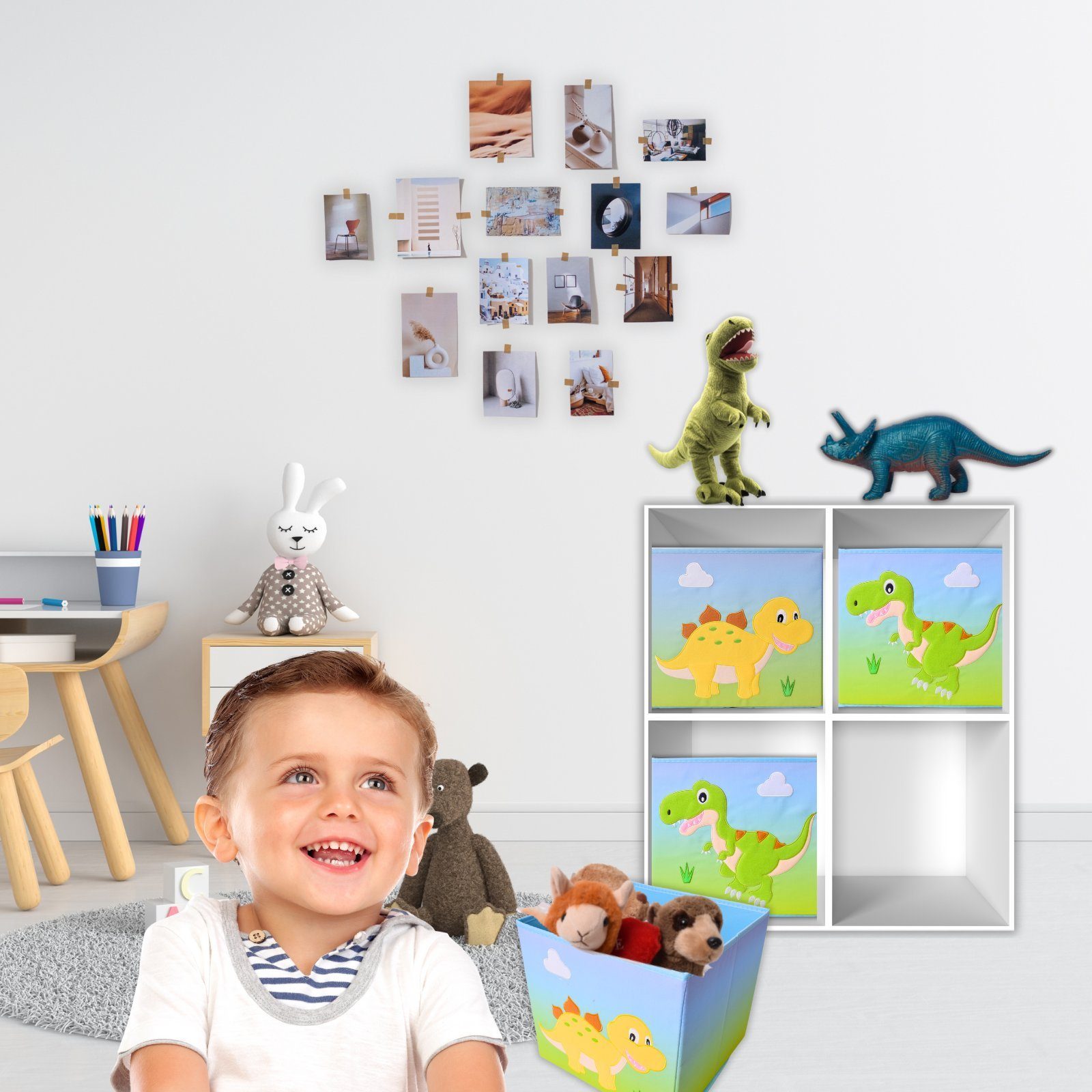 TE-Trend Aufbewahrungsbox Spielzeugkiste Dino Stegosaurus Motiv Regal Faltbox (1 St), Mit Motiv und faltbar