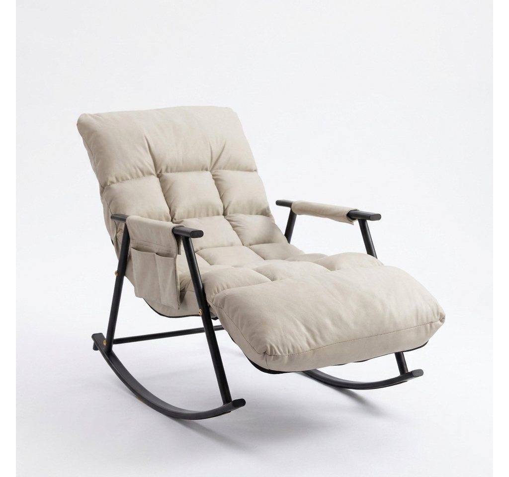 POPOLIC Schaukelstuhl Kleiner Schaukelstuhl ergonomisch mit Fußstütze & Seitentasche