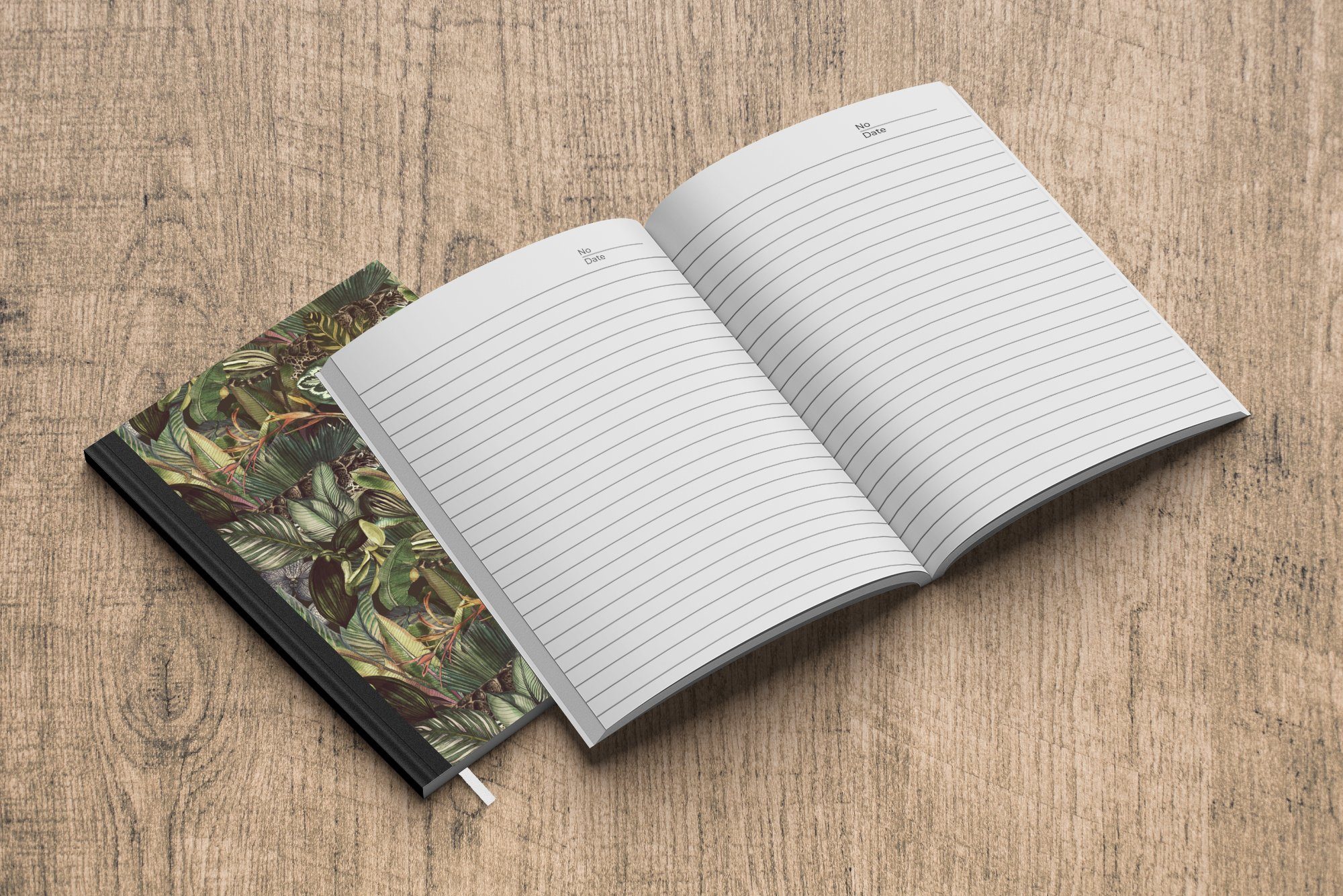 MuchoWow Notizbuch Blätter - Dschungel - 98 Seiten, Merkzettel, Haushaltsbuch Muster, Journal, Notizheft, A5, Tagebuch