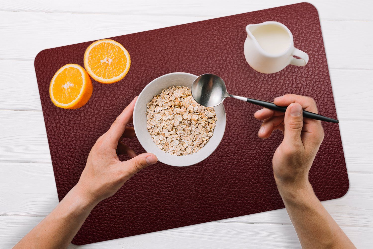 MuchoWow Platzset Leder - Lederoptik/print - Rot - Leicht, (6-St), Platzsets, Tischset, Abwaschbar, Tischsets, Platzdeckchen