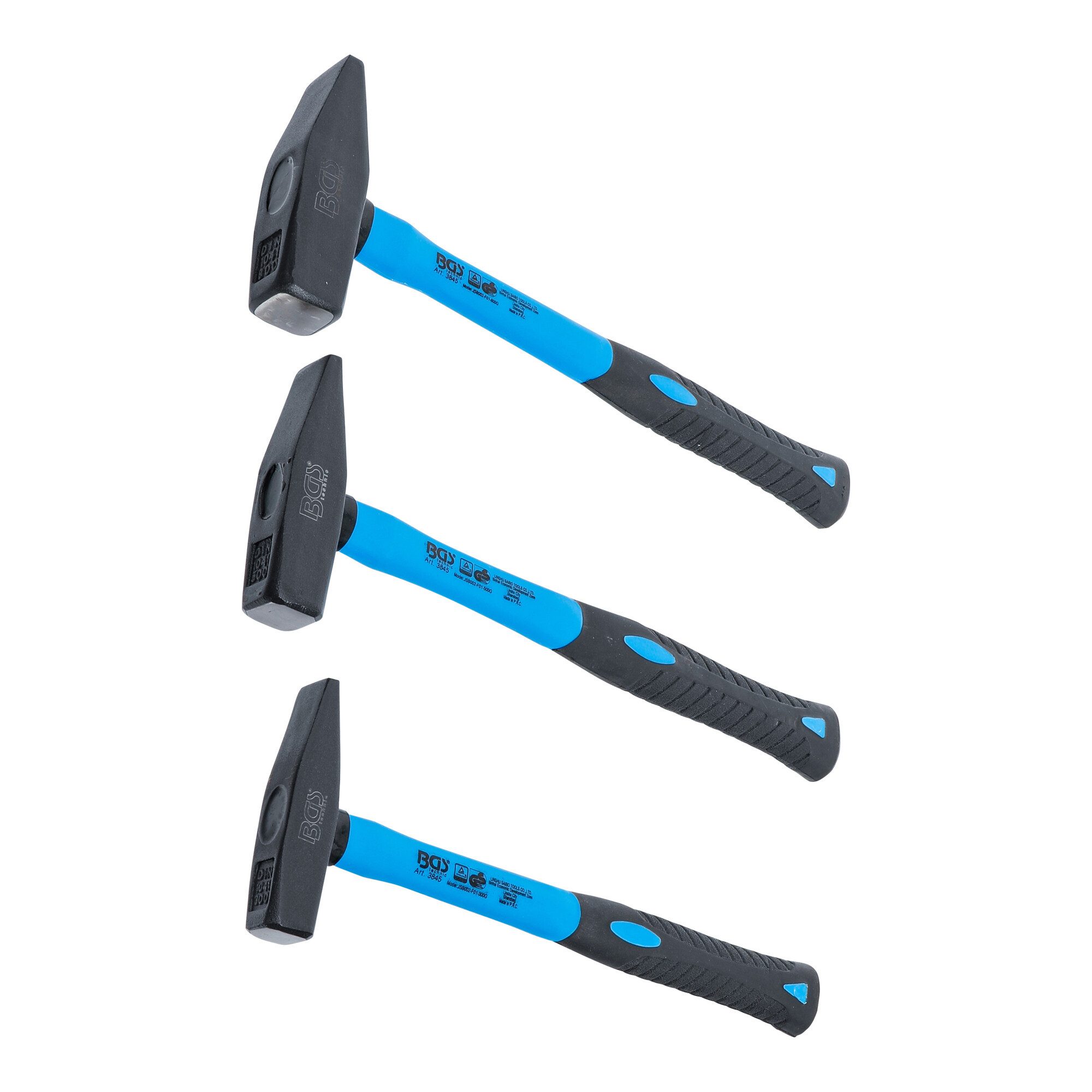 BGS technic Hammer BGS Schlosserhammer-Satz Fiberglasstiel DIN 1041 300 / 500 / 800 g 3-t