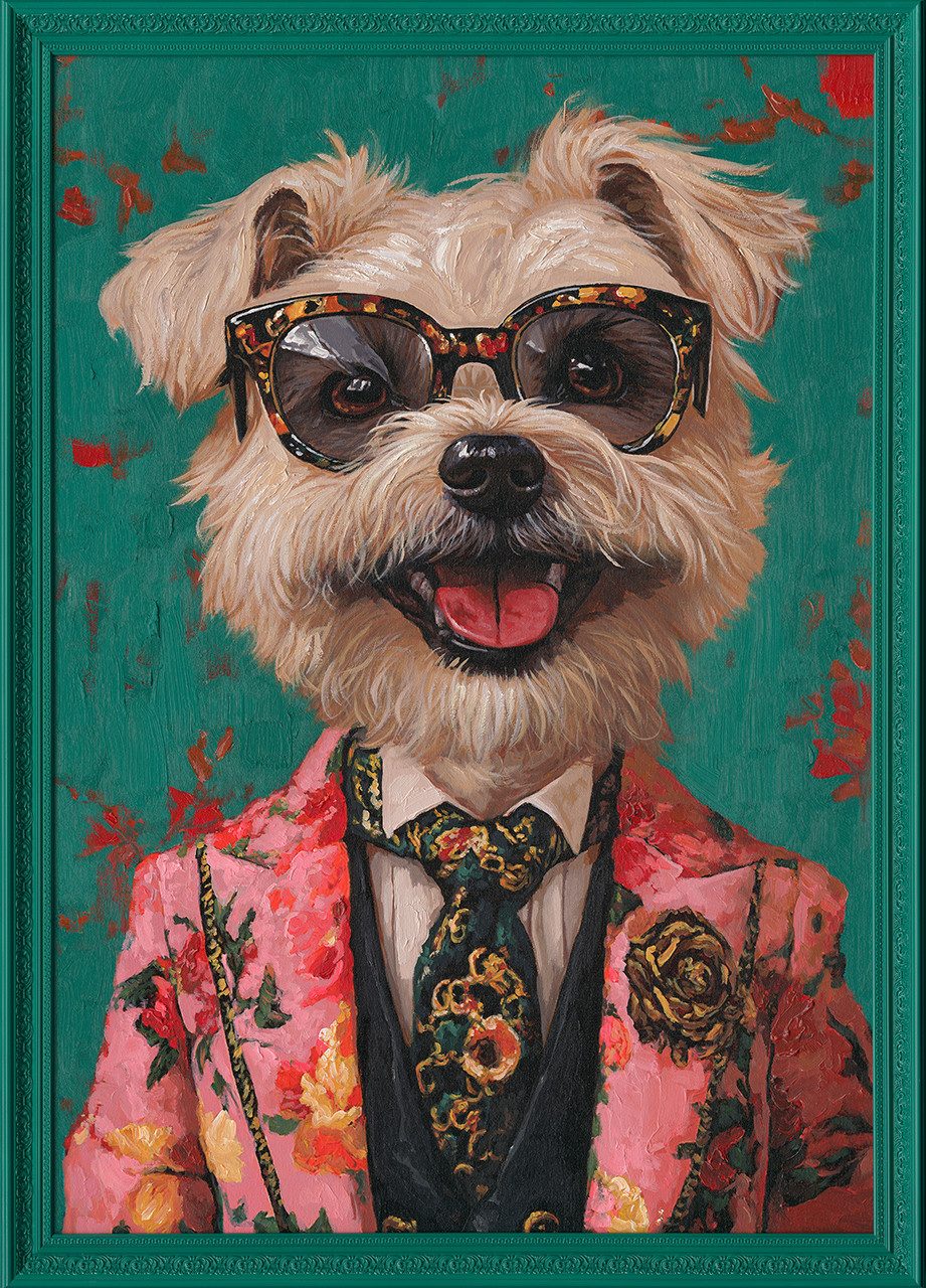 ArtUniverse Gemälde Flower Dressed Westie 70 x 100 cm, Tiermotiv