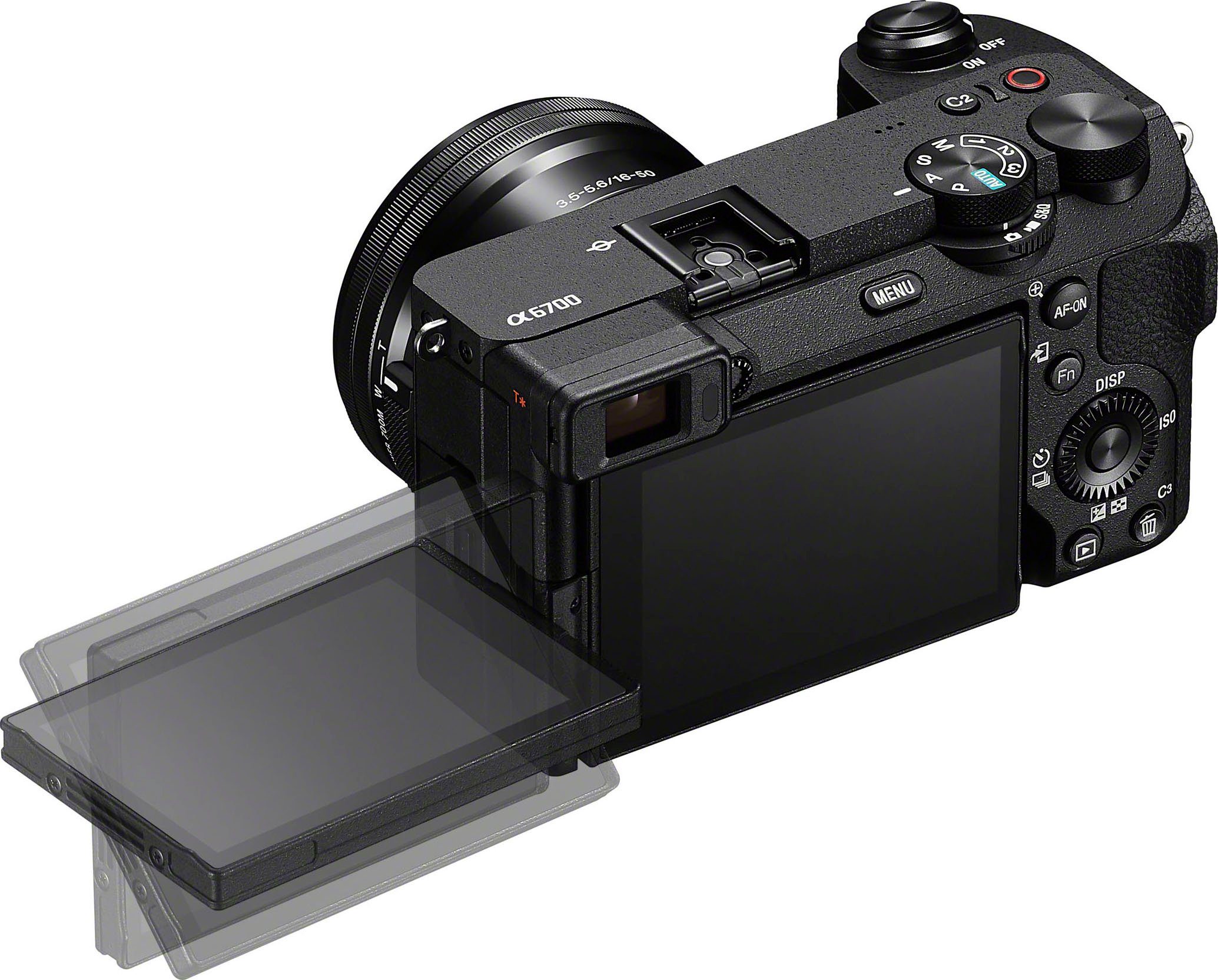 Sony Alpha ILCE-6700 + 16–50-mm-Objektiv Systemkamera (16-50mm SEL-P1650, 26 MP, Bluetooth, WLAN)