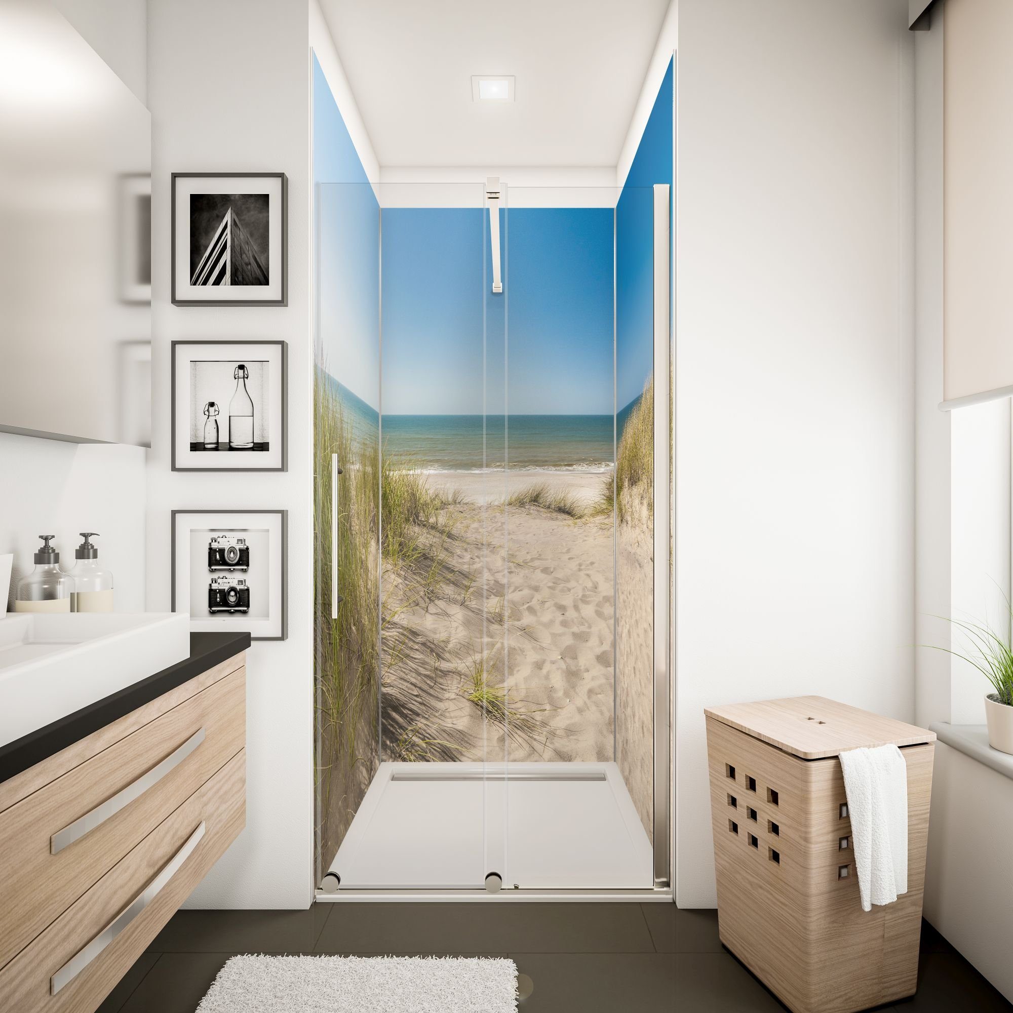Schulte Badrückwand DecoDesign Foto Motiv Neue Dünen, (Set über Eck, 3 Platten à 90 x 210 cm), Wandverkleidung, Duschrückwand, fugenloser Плиткаersatz