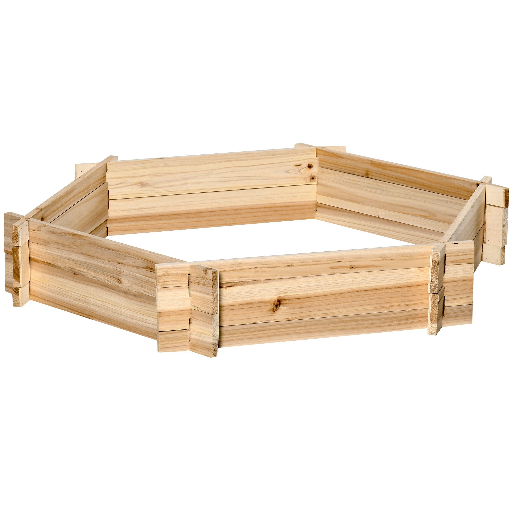 CHICFURN Hochbeet Sechseckiger Pflanzkasten aus Holz (Packung, 1 St., DIY Pflanzkübel für Garten und Balkon), Natur, 100 x 92 x 16 cm