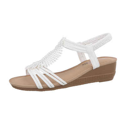 Ital-Design Damen Freizeit Keilsandalette (86016672) Keilabsatz/Wedge Keilsandaletten in Weiß