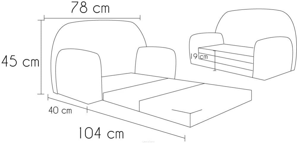 Schaumstoff Couch FORTISLINE Kindersofa Kindersofa Kinderzimmer Früchte-Motiv Aufklappbar