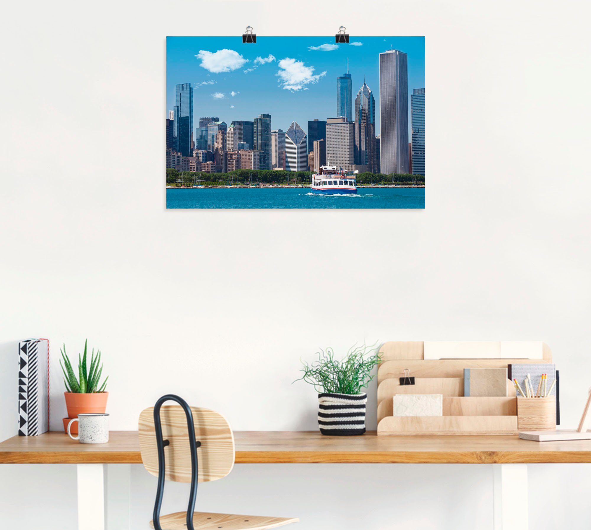 Poster Größen (1 Alubild, Amerika oder als in Leinwandbild, Wandbild Skyline, Chicago Wandaufkleber St), versch. Artland