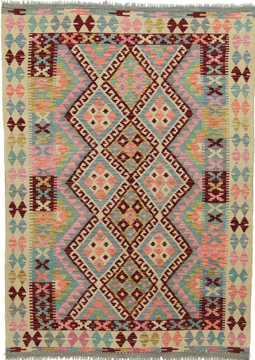 Orientteppich Kelim Afghan 124x174 Handgewebter Orientteppich, Nain Trading, rechteckig, Höhe: 3 mm