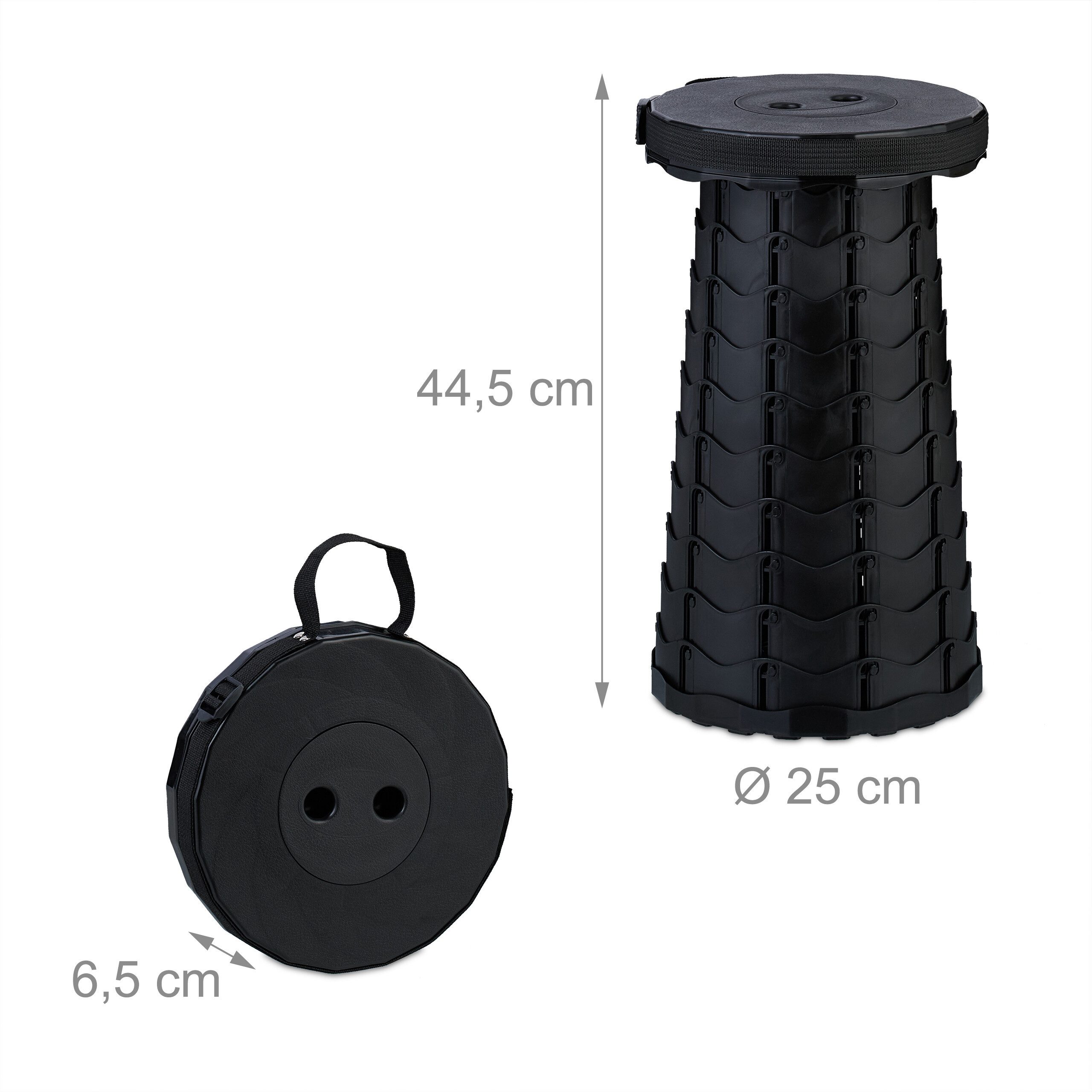 relaxdays Campinghocker Teleskophocker Camping im 2er Set (2 St), schwarz – Bild 4 von 5