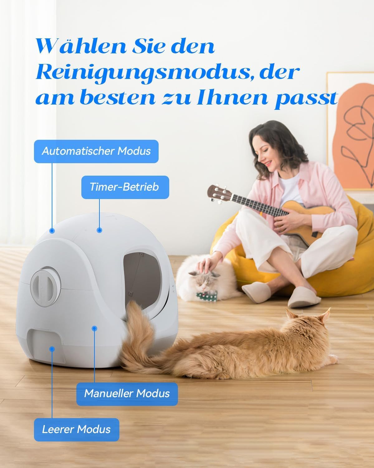 CATLINK Katzentoilette Baymax-Lite Selbstreinigende Katzentoilette, 4 Reinigungsmodi, APP