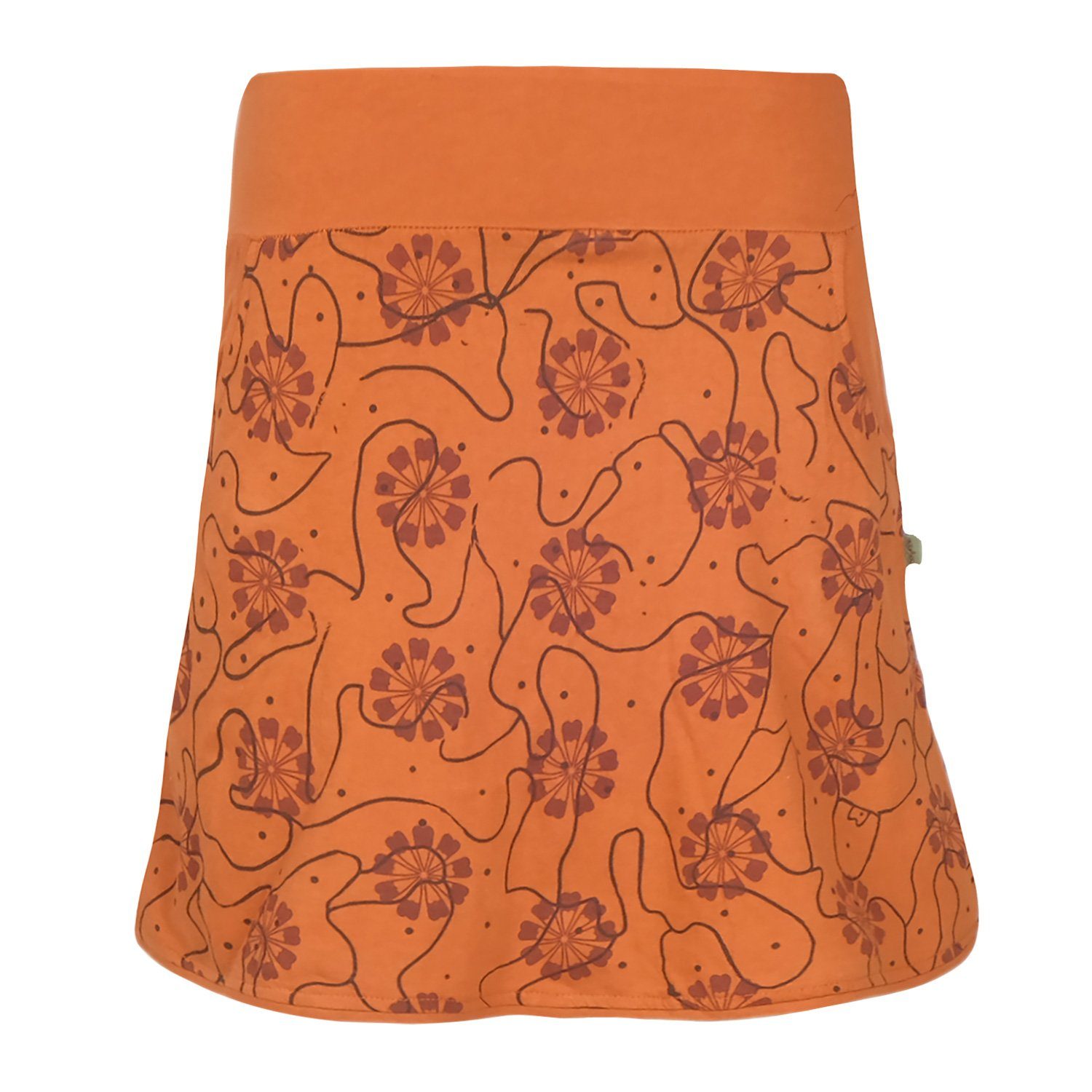 Baumwoll-Rock Jahre bedruckt Taschen Goa, Retro 70er 80er Style Jerseyrock Vishes Muster Hippie Ornamente, Blumen orange