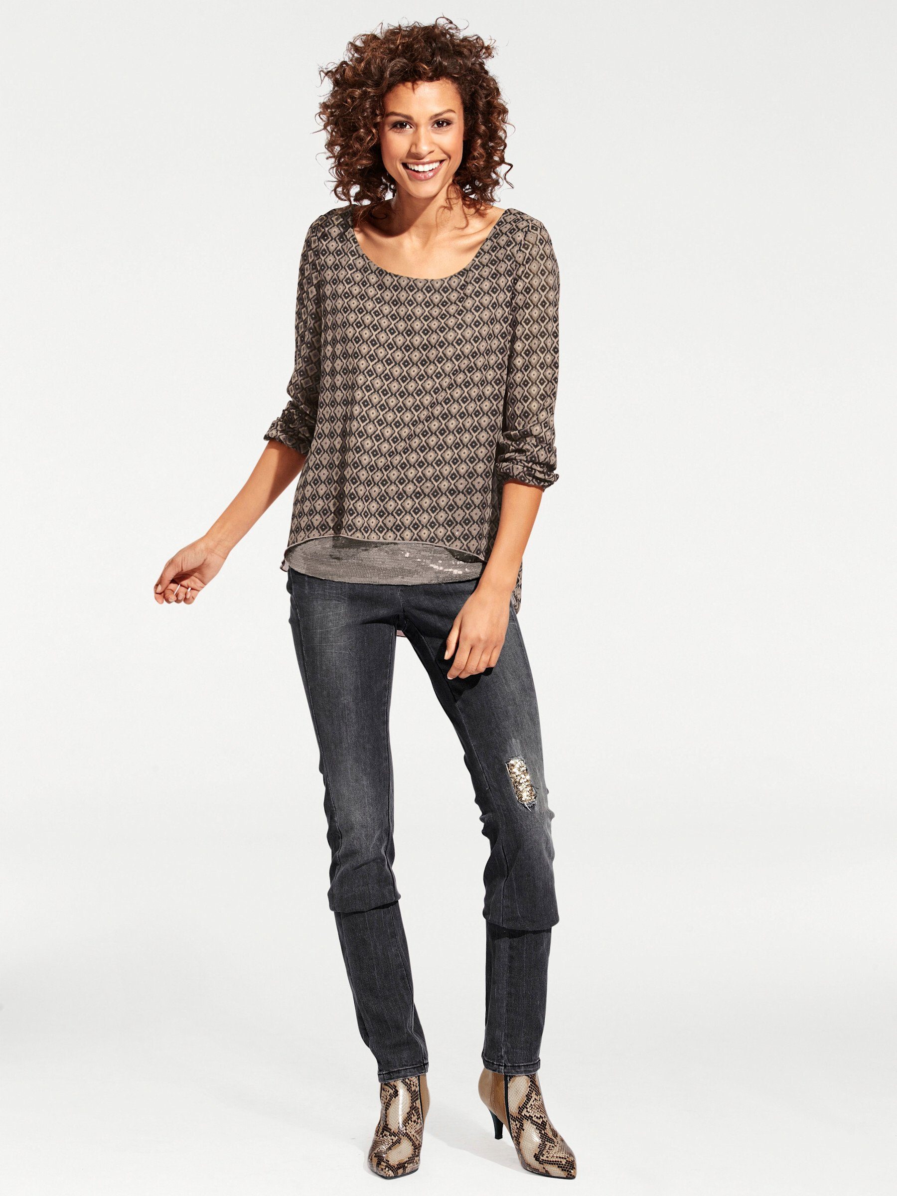 Klassische Bluse Druck-Tunika