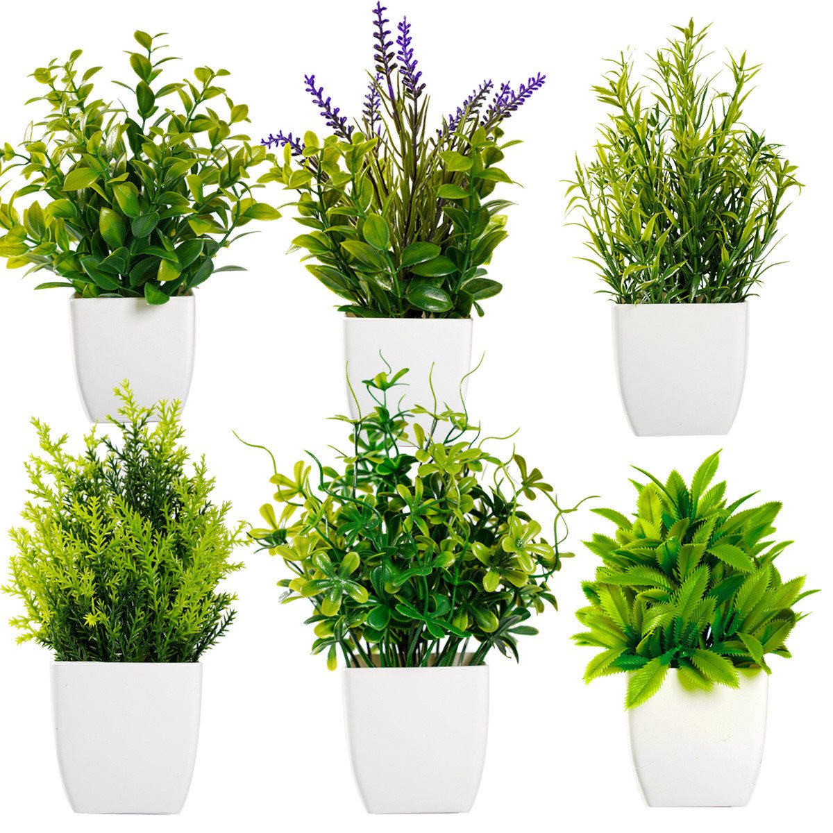 Kunstpflanze 6 Stück Mini Künstliche Pflanzen mit Topf Kunststoff Kunstpfla günstig online kaufen