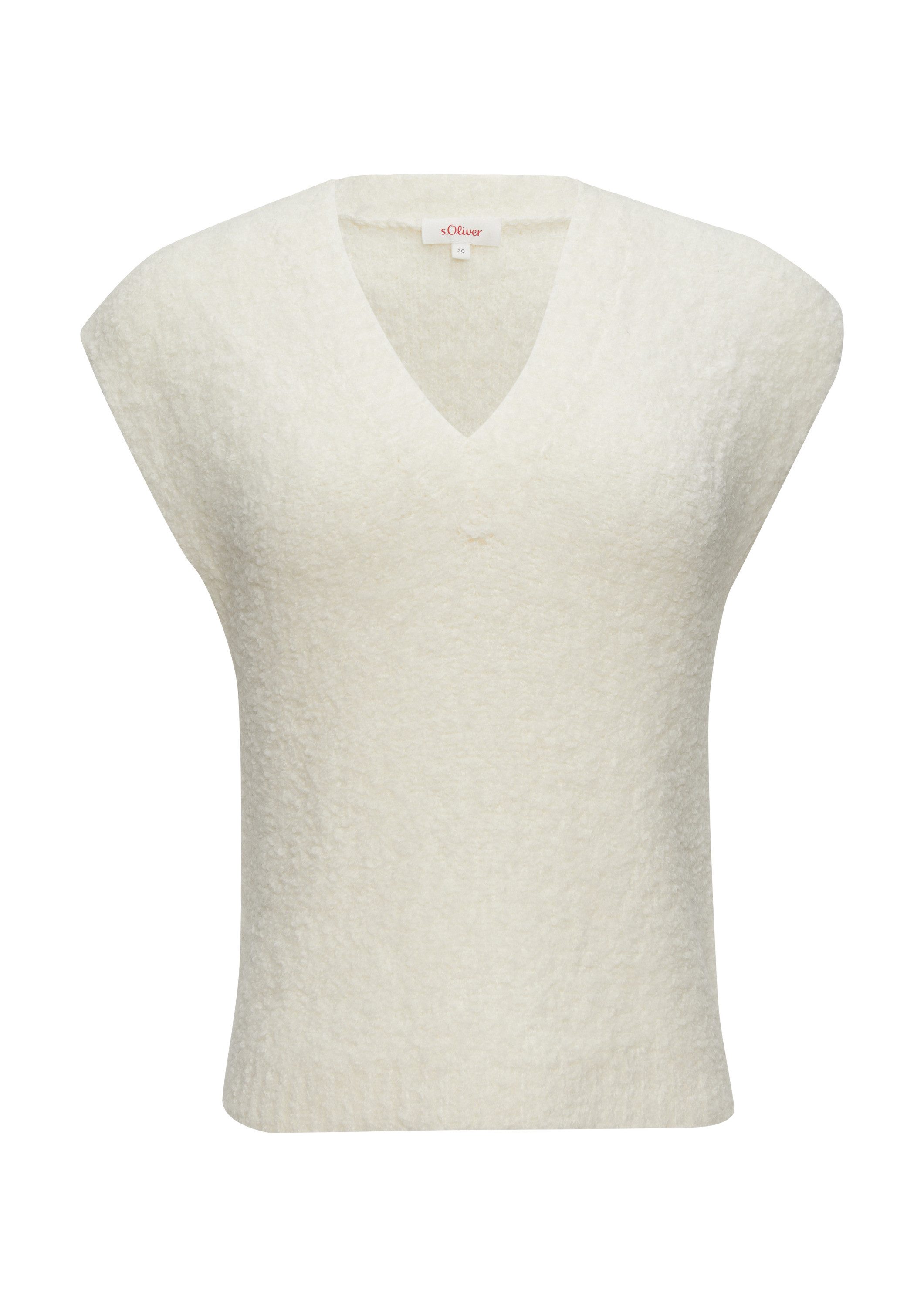 s.Oliver Rundhalspullover Strickpullover Pullunder aus Teddy-Bouclé günstig online kaufen