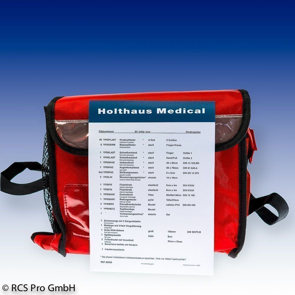 Holthaus Medical Erste-Hilfe-Koffer Kindergarten Verbandtasche Füllung mit 93tlg