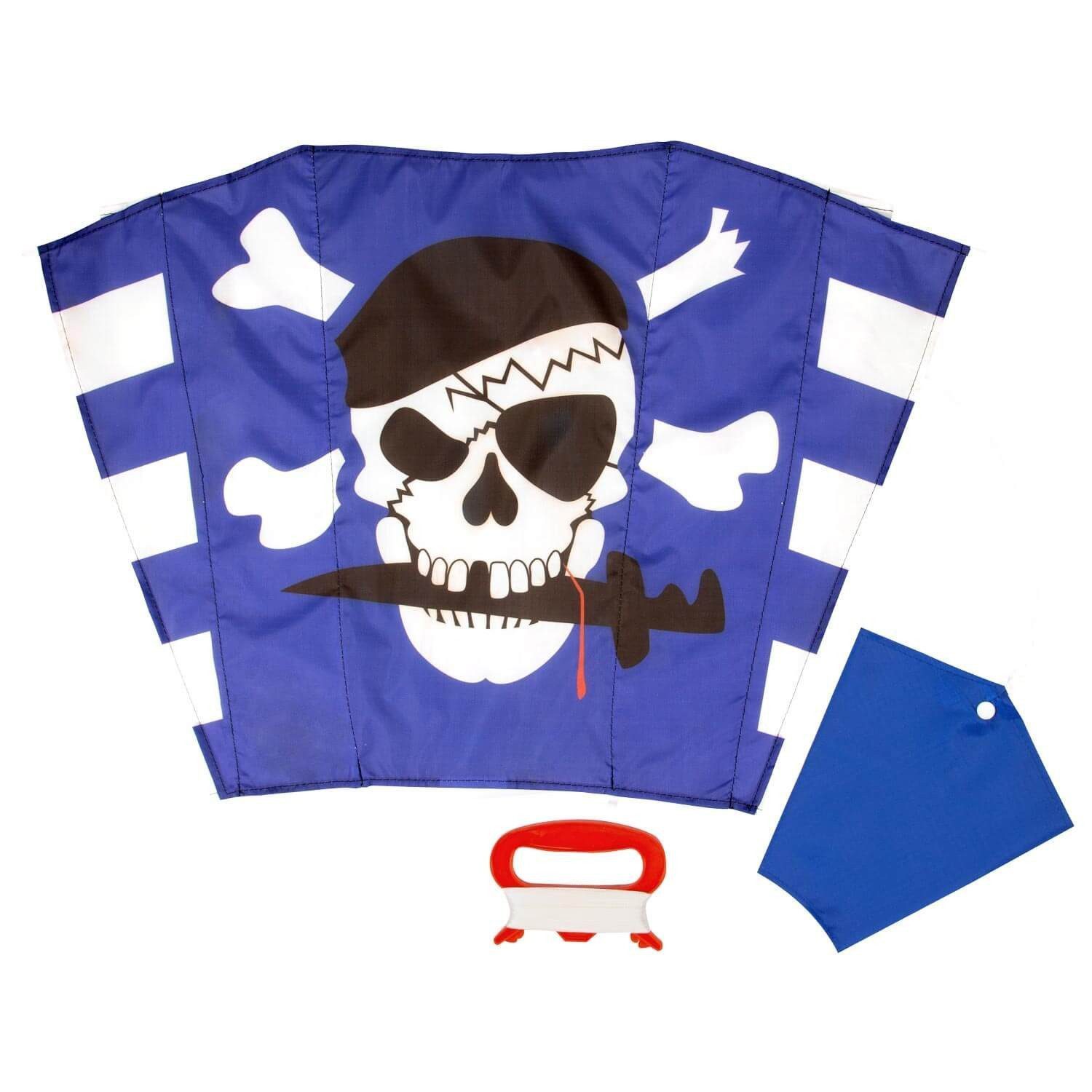 Wolkenstürmer Flug-Drache Stabloser Kinder Kite Einleiner für Park Strand Urlaub, (Bunter Flugdrachen für Kinder Outdoor Spielzeug Geschenk ab 3, 1-tlg), Kinderdrachen Pirat Sled Freddy, stabloser blauer Einleiner