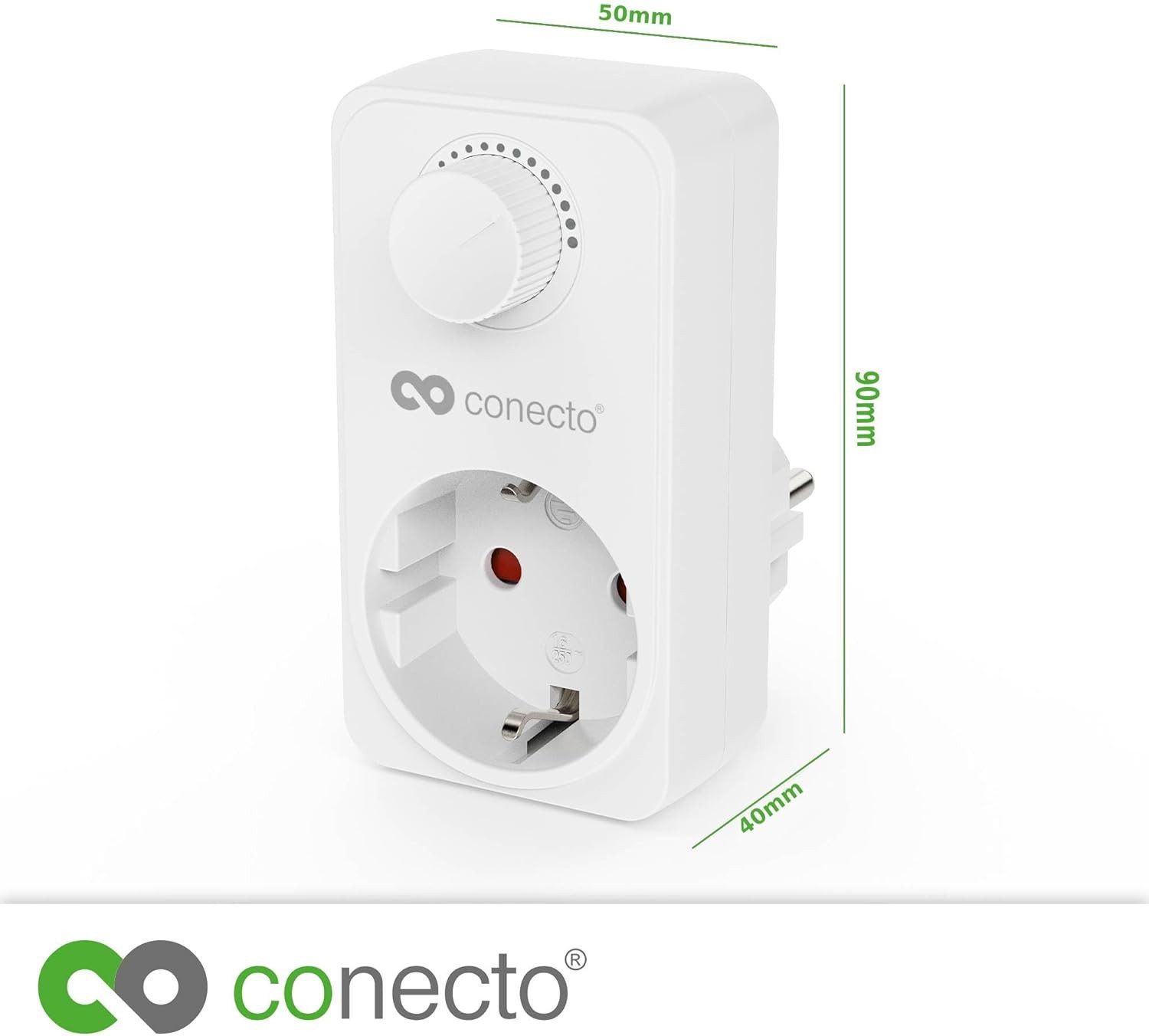 conecto Drehdimmer Steckdosendimmer Adapter mit Helligkeitsregler