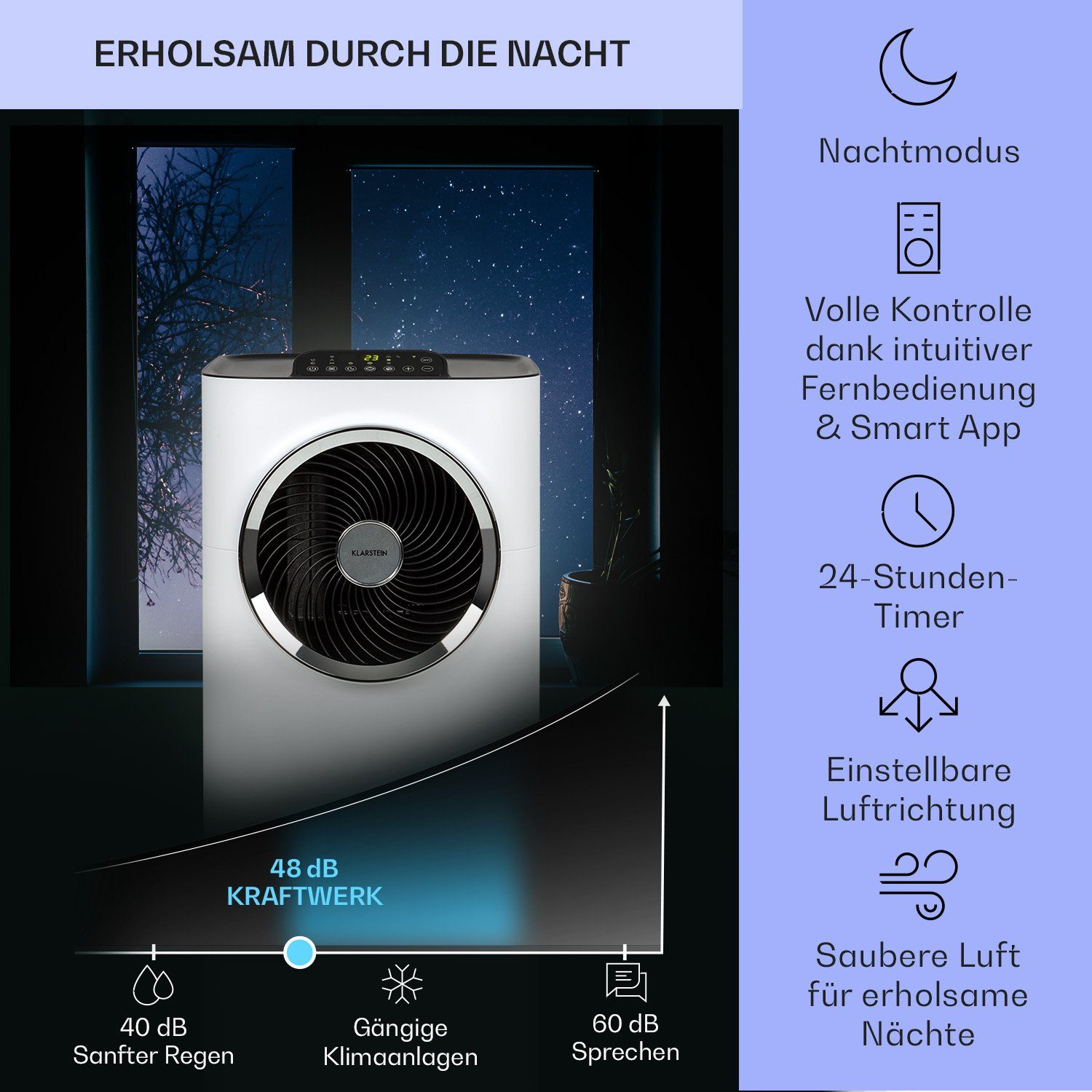 Klarstein Luftkühler Klimagerät Conditioner Kraftwerk Kühlgerät mobil Air Smart, Klimagerät