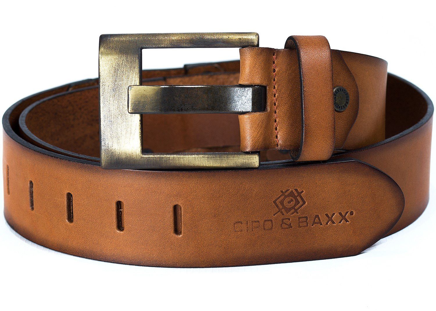 Cipo & Baxx Ledergürtel Herren Gürtel BA-C-2163 (1-St) Casual Style mit Markenschriftzug
