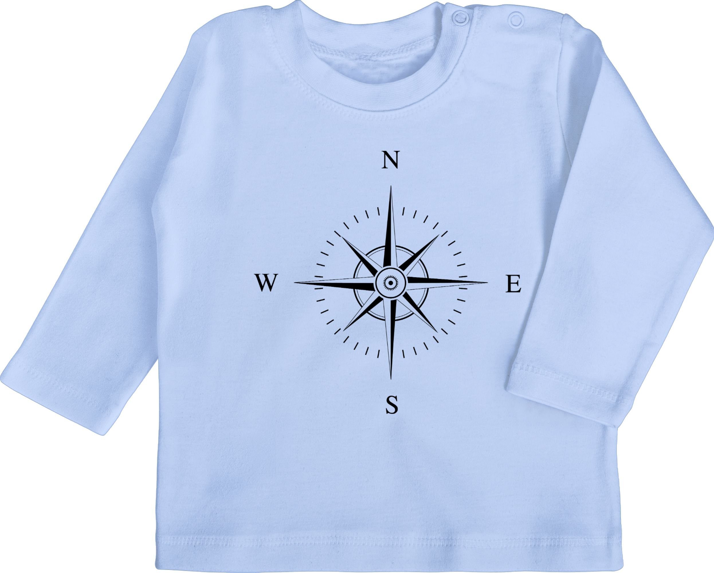 Shirtracer T-Shirt Kompass - schwarz Aktuelle Trends Baby 3 Babyblau