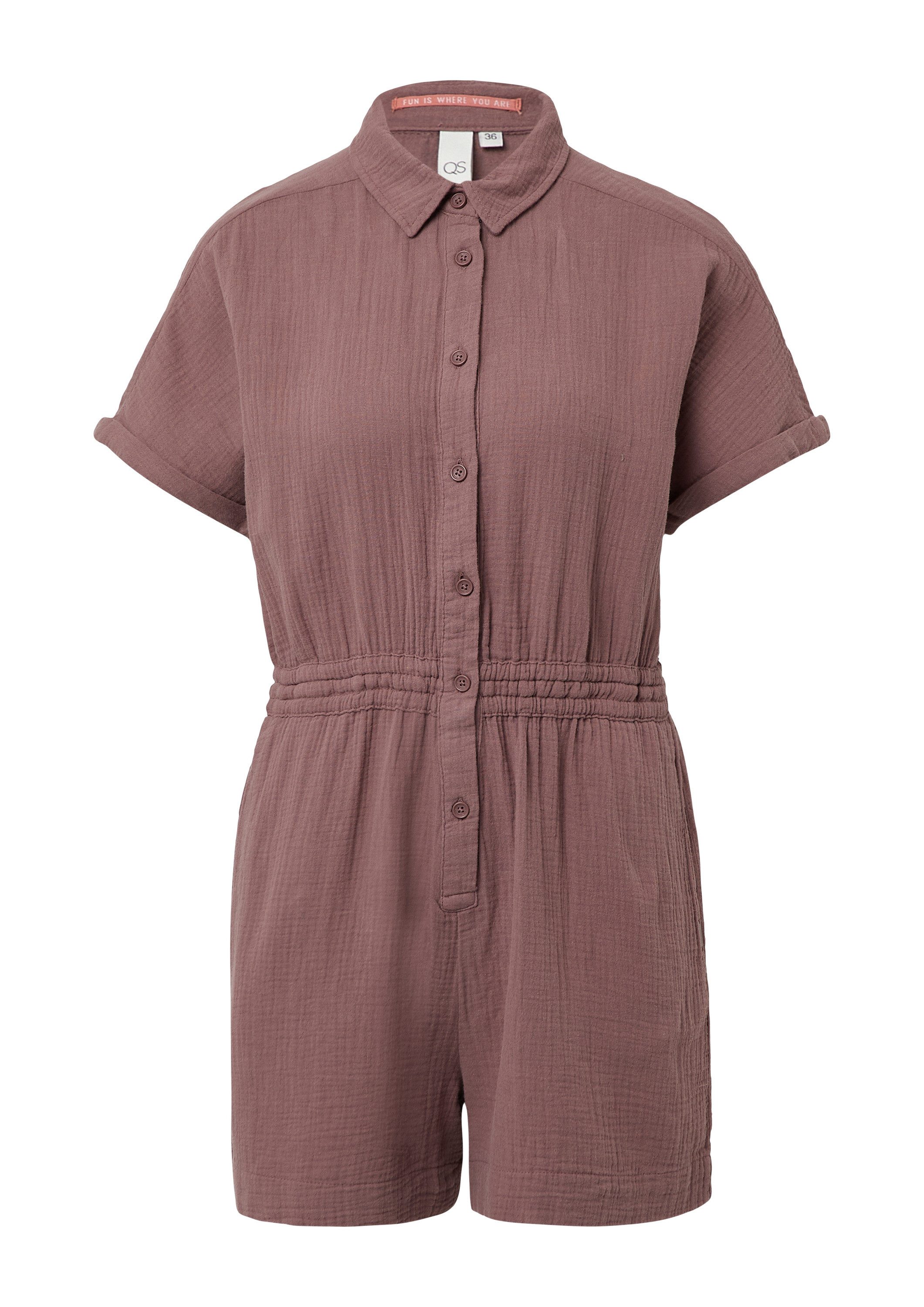 QS Jumpsuit Overall Musselin-Overall mit Elastikbund in der Taille günstig online kaufen