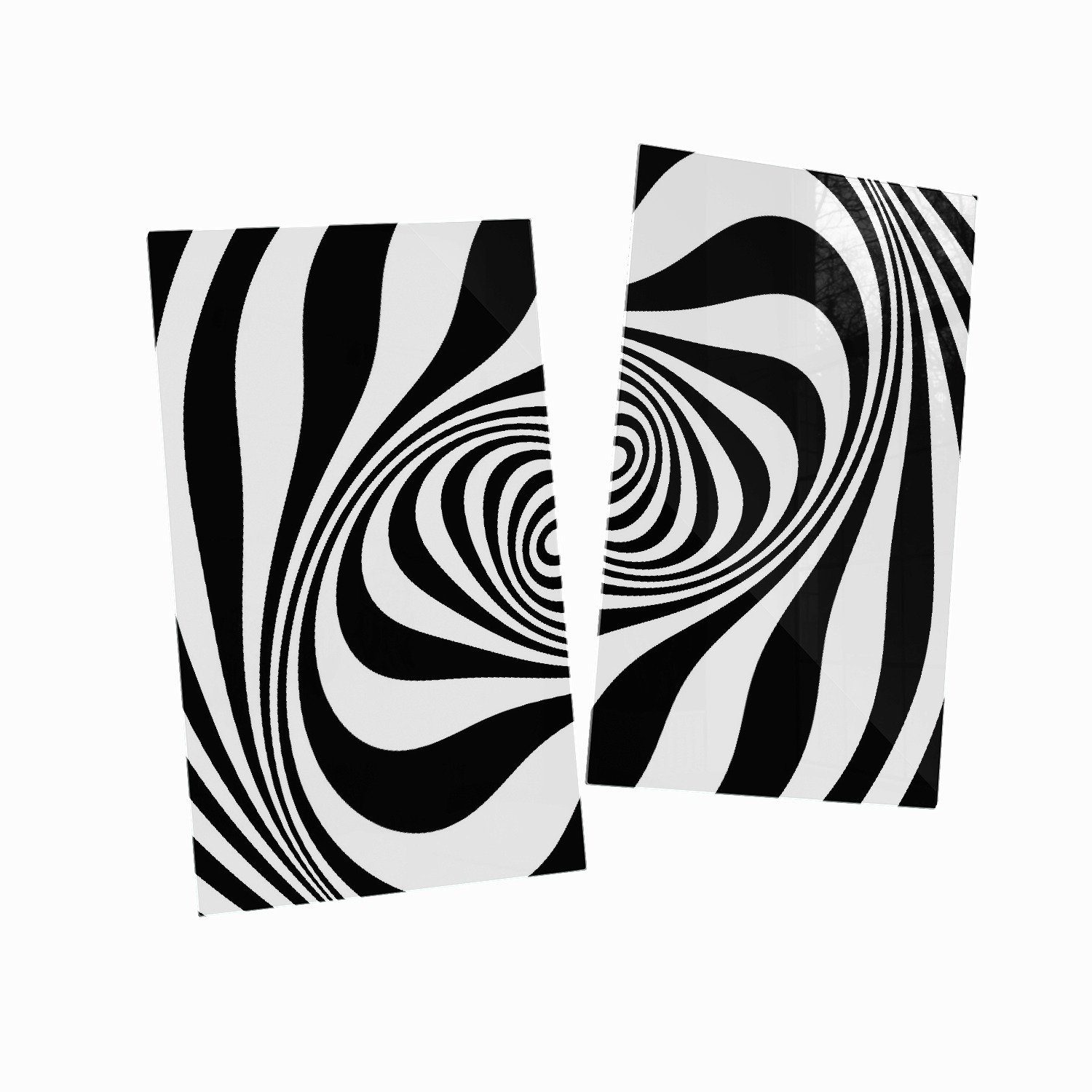 Wallario - Zebra Herd-Abdeckplatte - Optische (Glasplatte, Größen inkl. 5mm tlg., schwarz ESG-Sicherheitsglas, Muster 2 Noppen), weiß, verschiedene Täuschung
