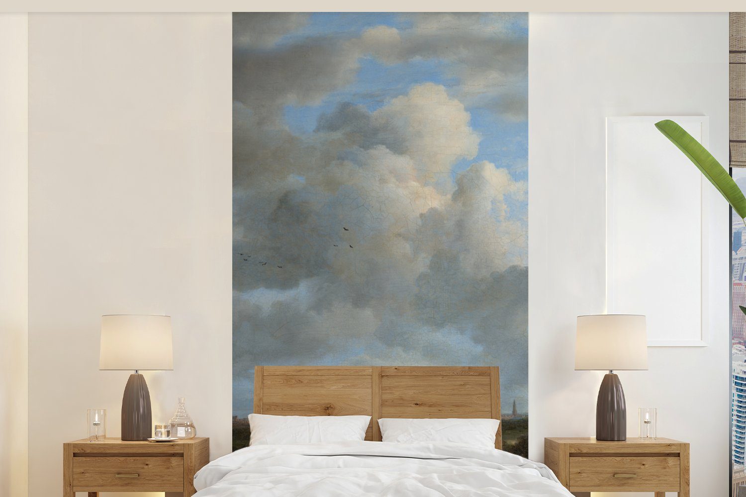 MuchoWow Fototapete Ansicht von Haarlem mit Tribüne - Gemälde von Jacob van Ruisdael, Matt, bedruckt, (2 St), Vliestapete für Wohnzimmer Schlafzimmer Küche, Fototapete