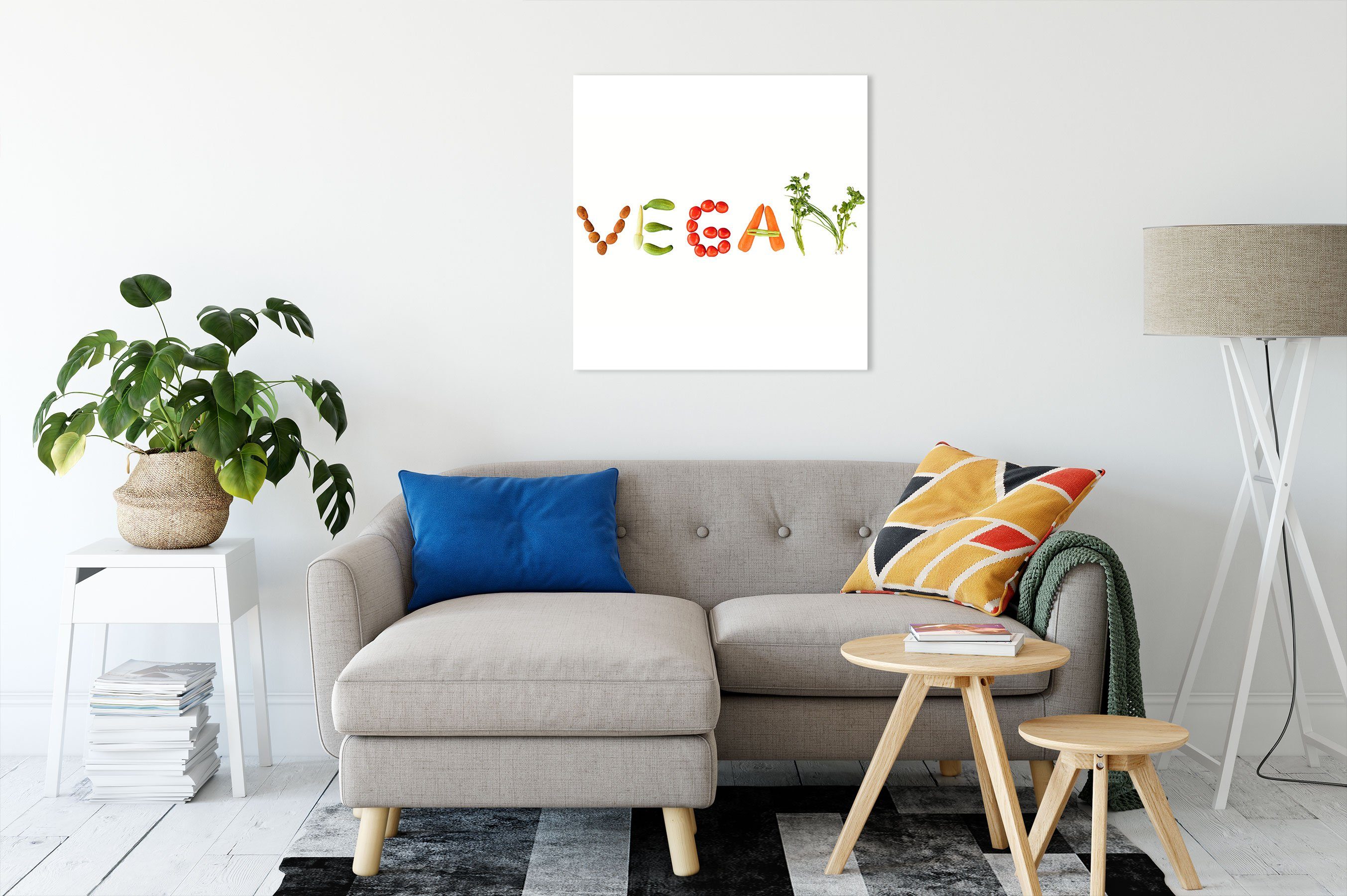 Vegan Leinwandbild Pixxprint Vegan (1 bespannt, Gemüse, Zackenaufhänger Gemüse Leinwandbild St), inkl. fertig