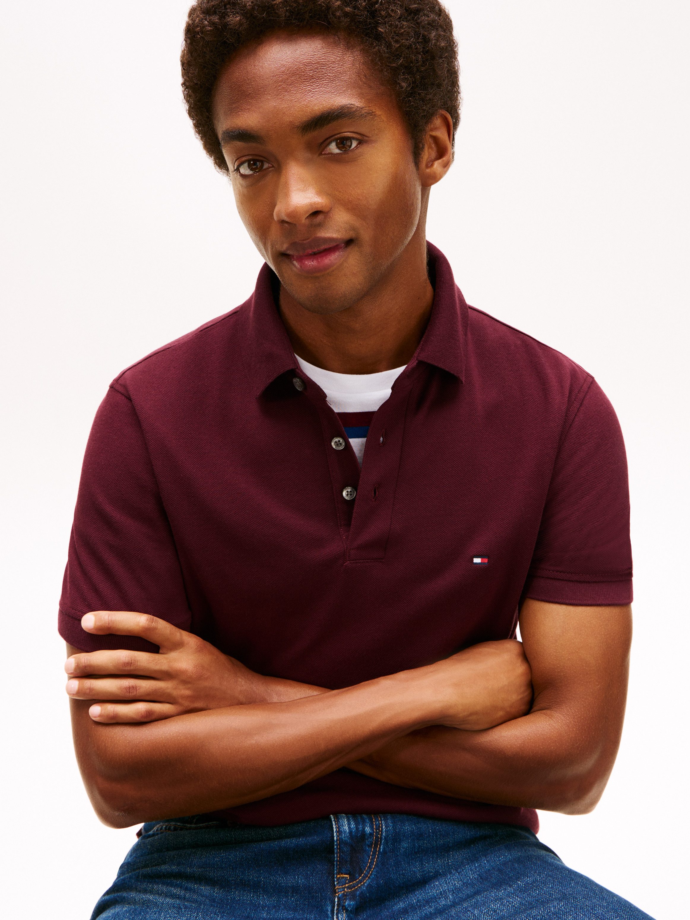 Tommy Hilfiger Poloshirt 1985 SLIM POLO Markenstickerei, aus Baumwoll-Piqué günstig online kaufen