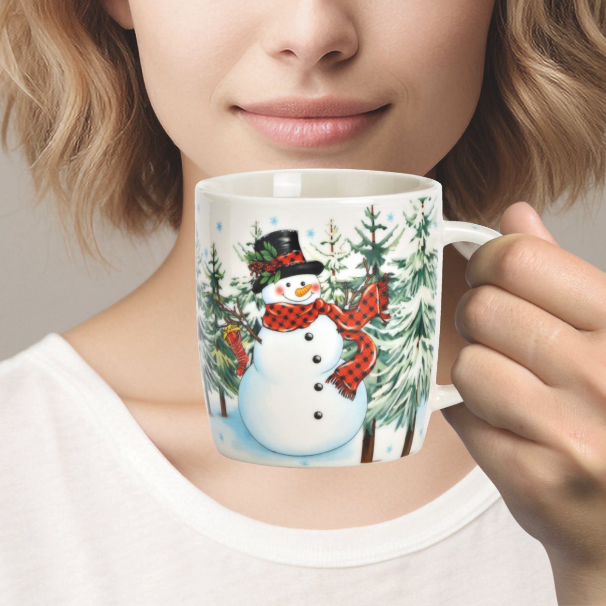 matches21 HOME & HOBBY Tasse Weihnachtstassen 6er Set lustige Weihnachtsmotive, 6-tlg., Porzellan, Tee Kaffee-Becher, Weihnachten, modern, bunt, 340 ml