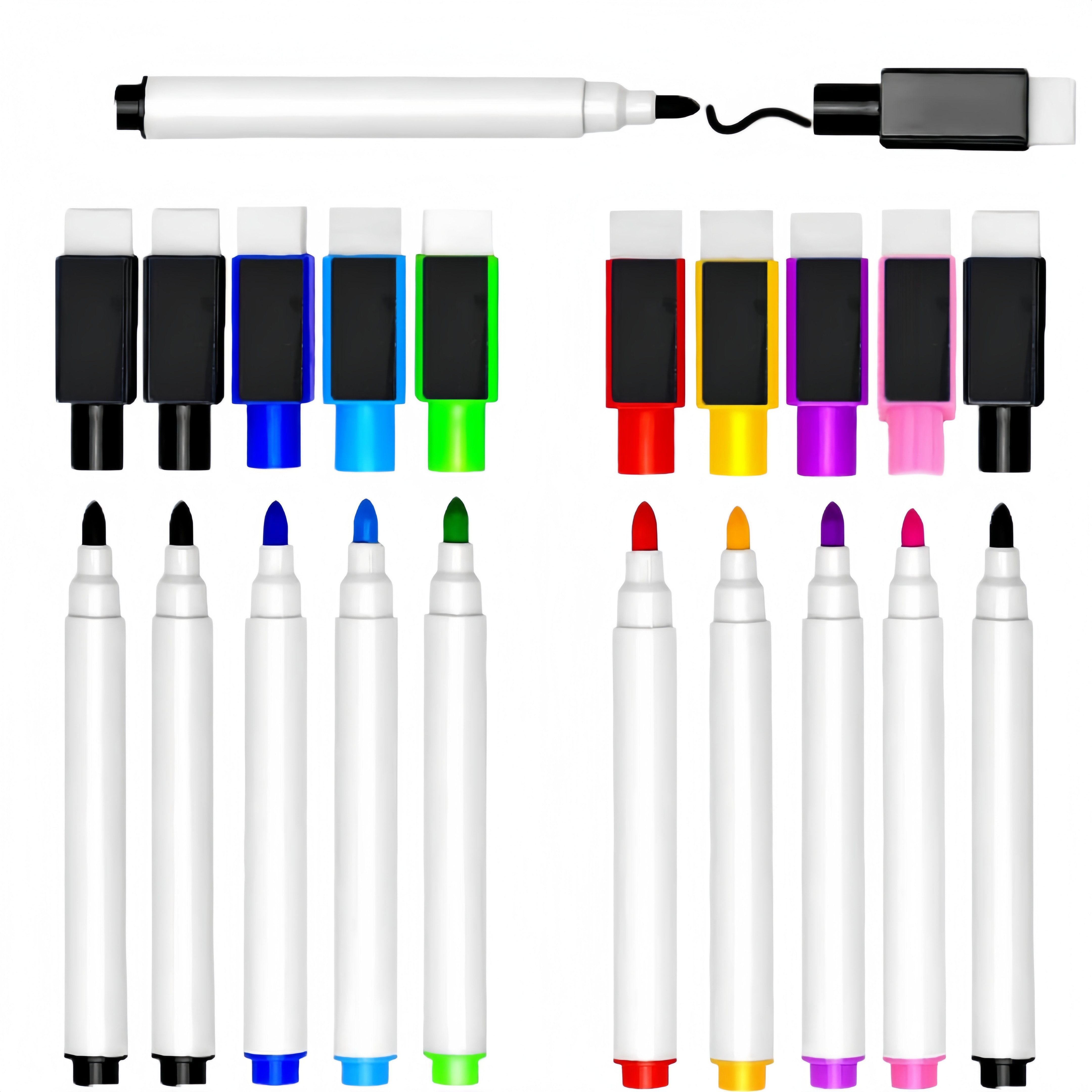 FOUORTUNATE-BEE Whiteboard Marker 10 Whiteboard Marker Magnetisch Feinspitze Abwischbar 8 Farben, (10-tlg), Für Büro, Schule, Zuhause und Planungstafeln vielseitig nutzbar