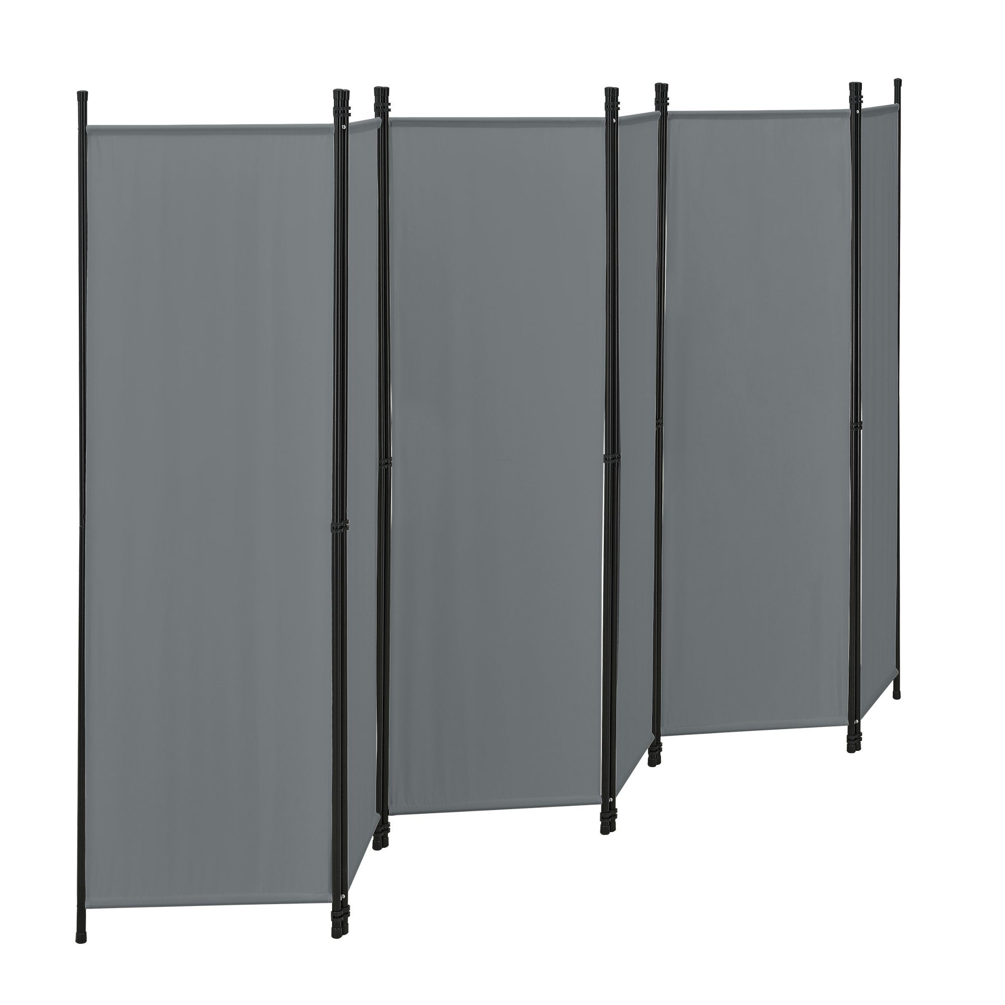 en.casa Paravent, »Huesca« Spanische Wand 6-teilig Sichtschutz 300x171cm Dunkelgrau