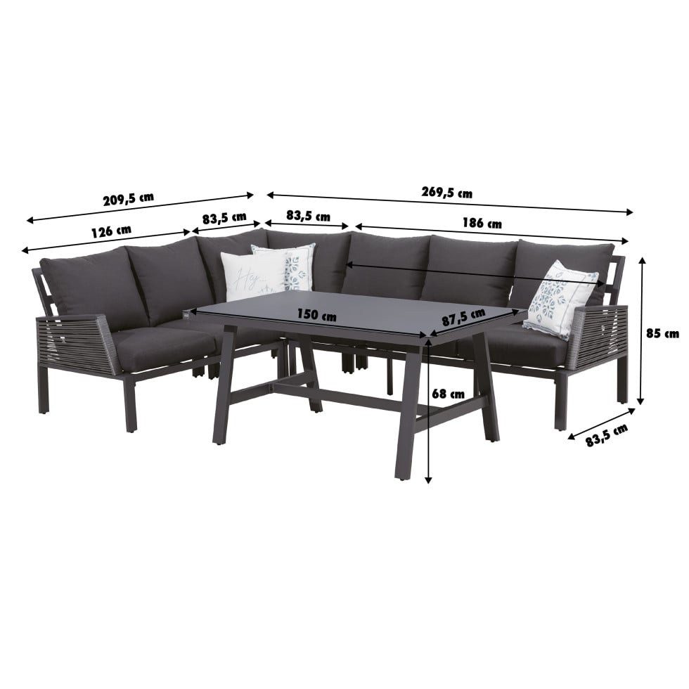 Primaster Loungeset Primaster Dining Lounge Möbelset Apulia XL, Witterungsbeständig
