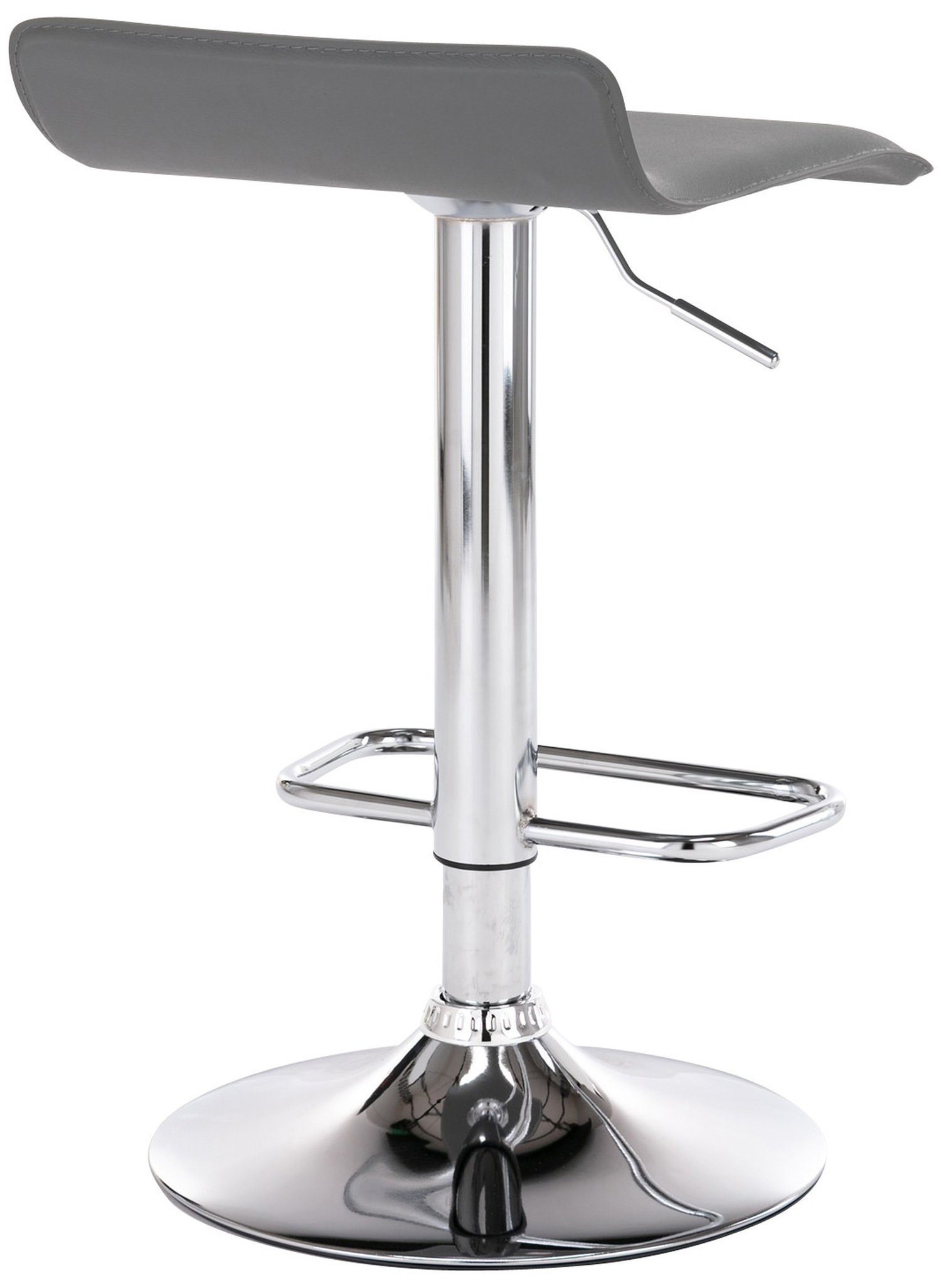 TPFLiving Barhocker & drehbar Hocker - - - Stahl chromfarbener 2 Küche), höhenverstellbar Dynasty Theke - Fußstütze Barstuhl Sitzfläche: Grau mit 360° (Set, Kunstleder für St