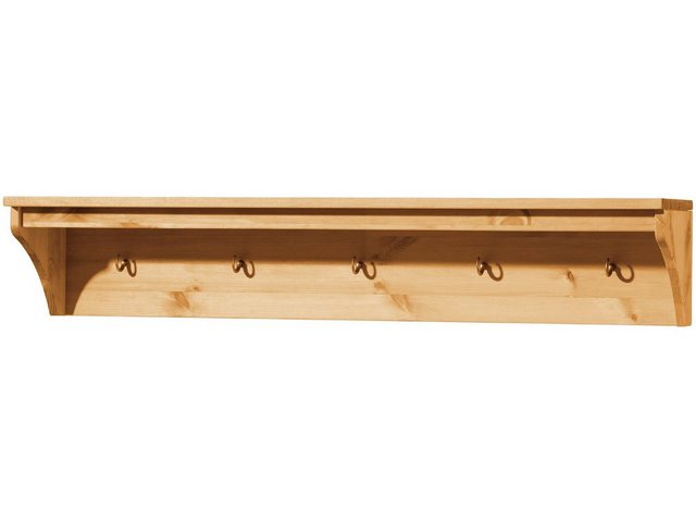 loft24 Wandregal “Blair”, Hängeregal aus FSC®-zertifizierter Kiefer mit 5 Haken aus Metall, Breite 100 cm, Landhausstil