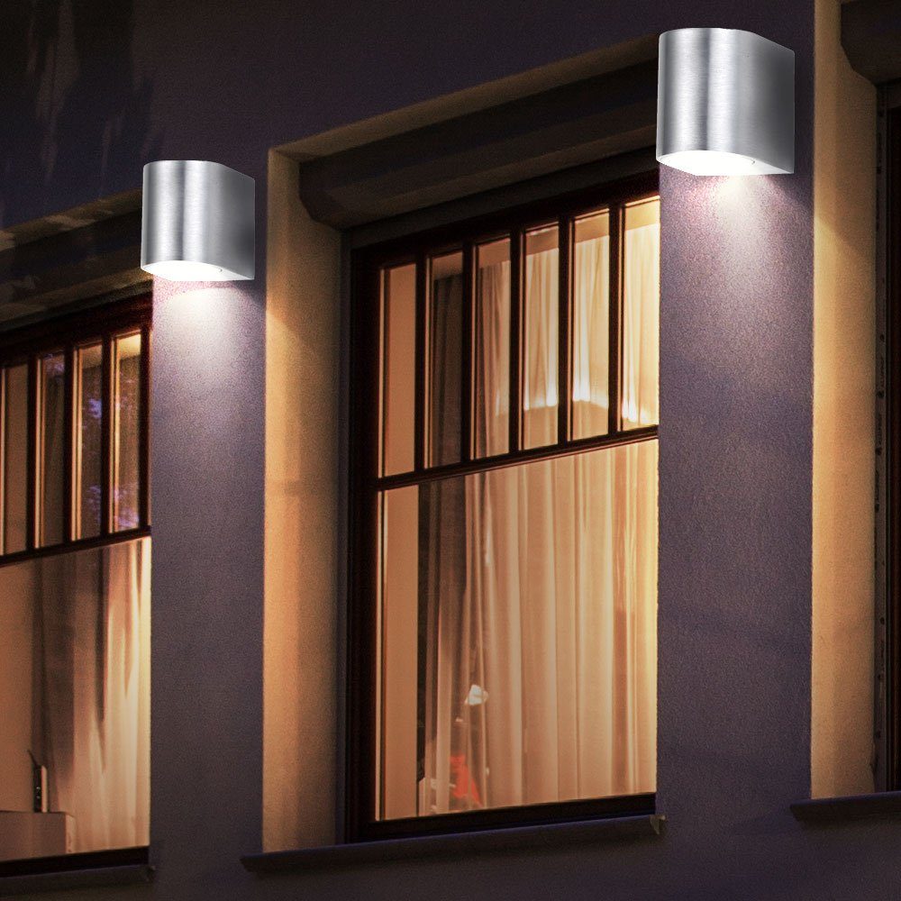Strahler Außen Farbwechsel, inklusive, Lampe Spot Außen-Wandleuchte, etc-shop Wand Alu Warmweiß, Hof Leuchtmittel Balkon Leuchte