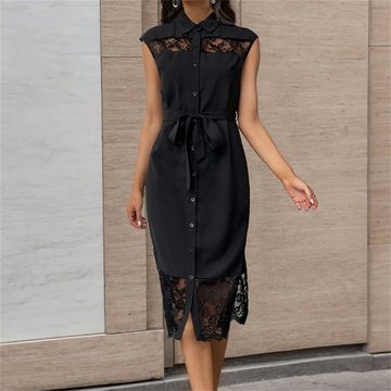 ZWY Wickelkleid Enges, kurzärmliges Damenkleid aus reiner schwarzer Spitze (Kleider, Frühlings- und Sommerkleider, Damenbekleidung)